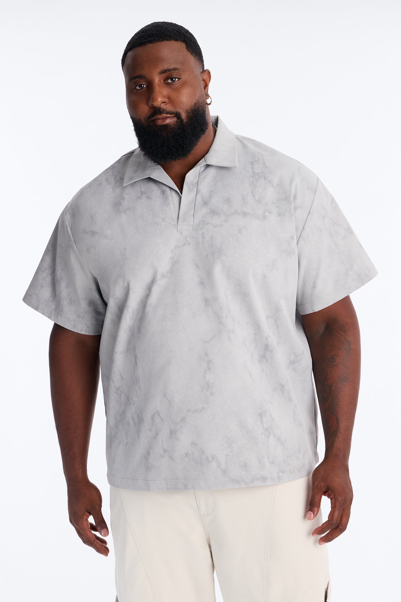 Modern Envoy Boxy Short Sleeve Polo - Washed Grey