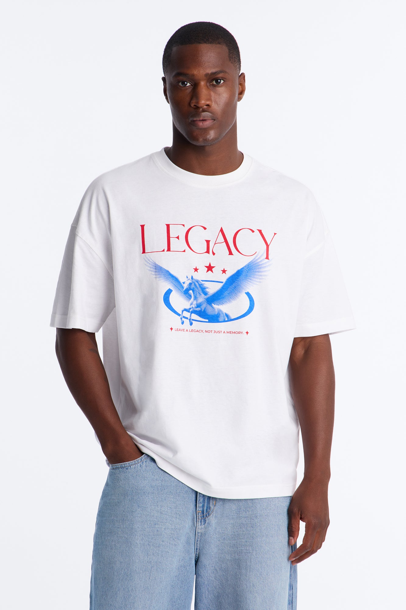 Legacy Pegasus Vintage Oversized Short Sleeve Tee - White