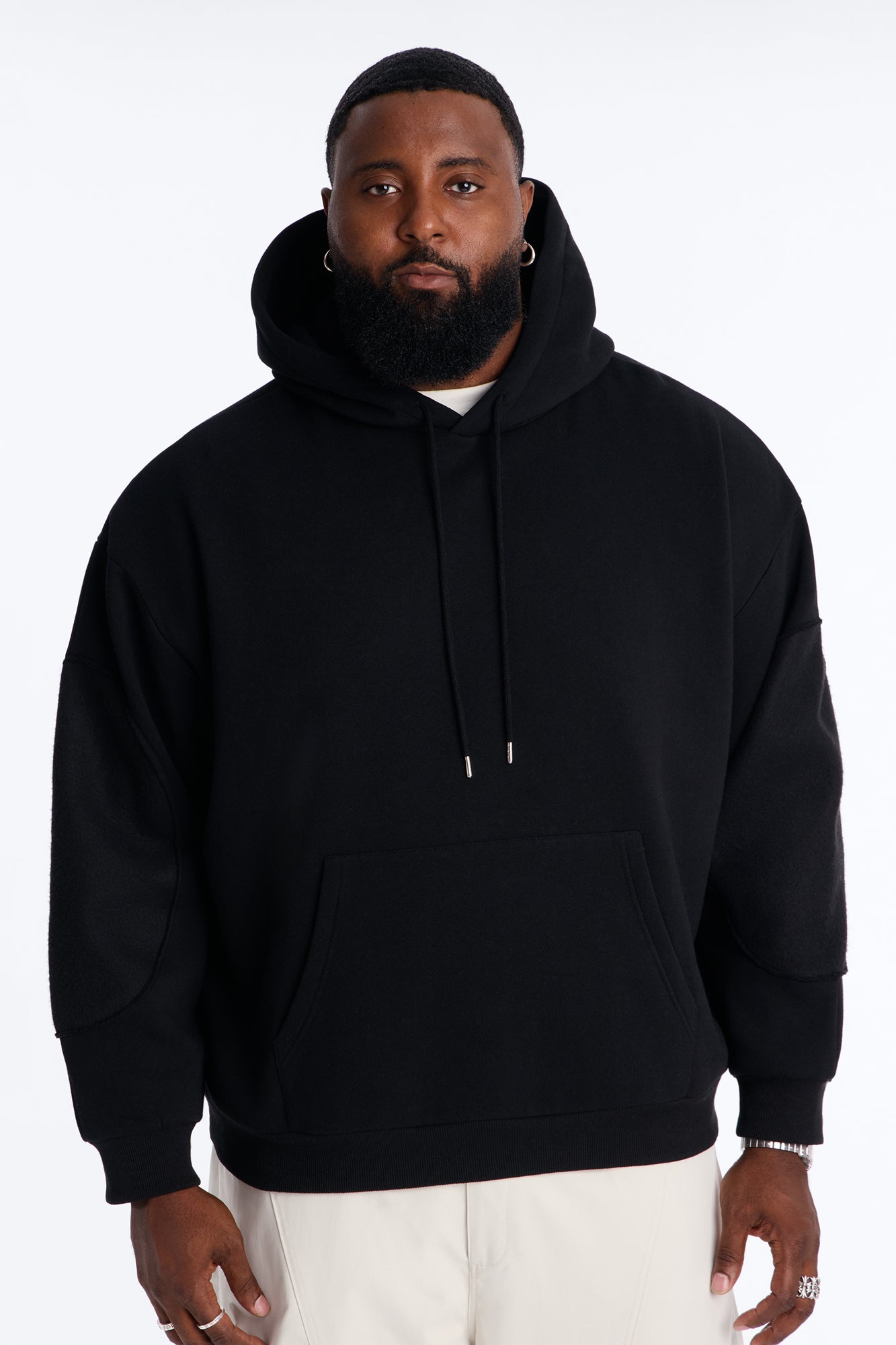 Reverse Panel Oversized Hoodie - Black
