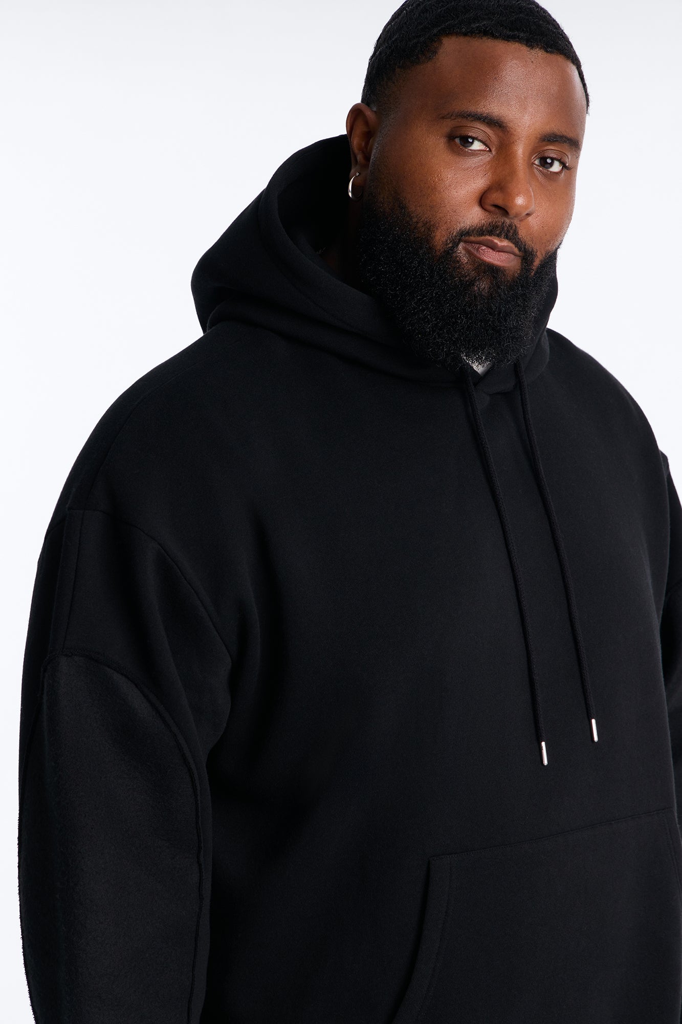 Reverse Panel Oversized Hoodie - Black