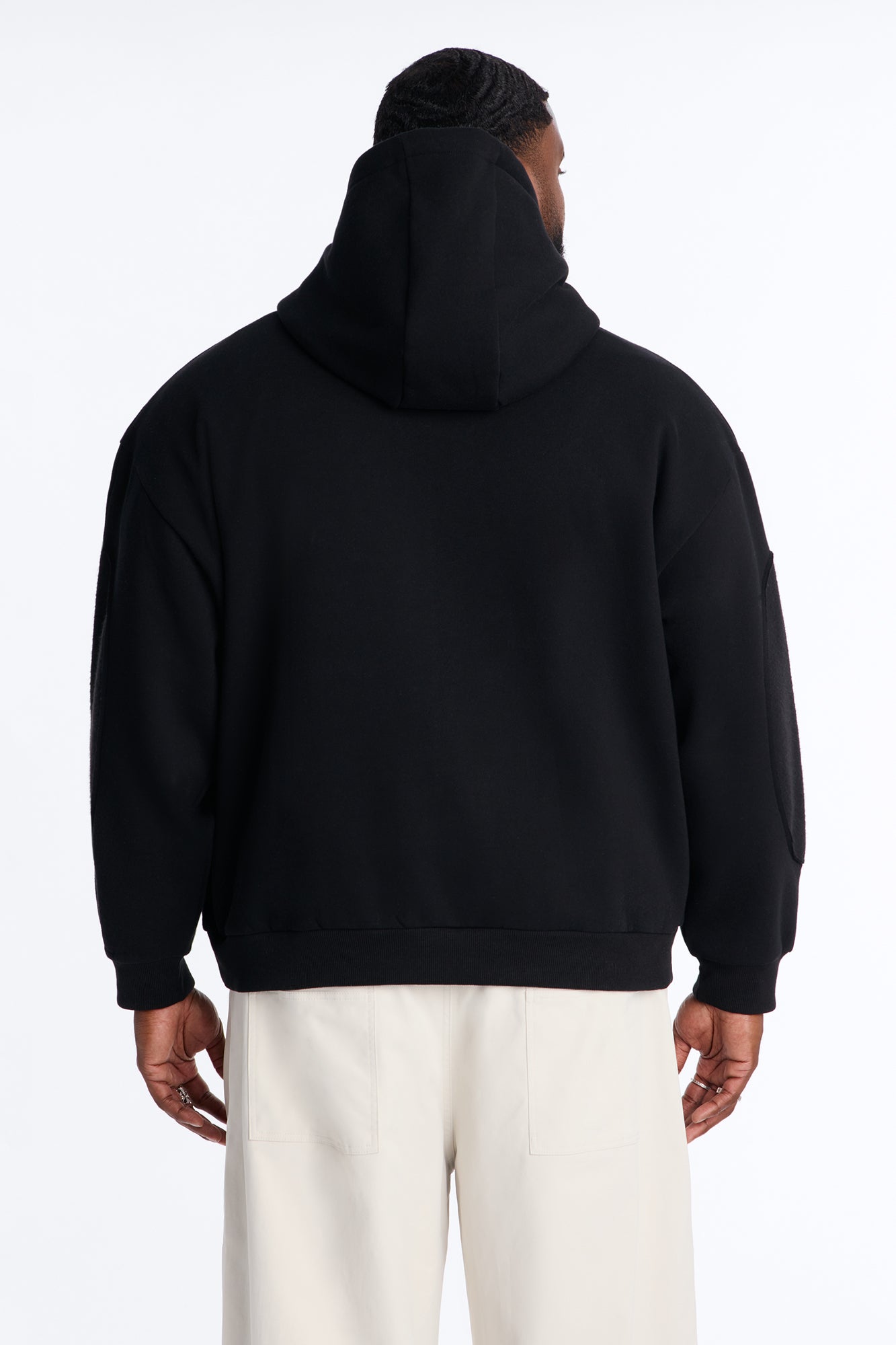 Reverse Panel Oversized Hoodie - Black