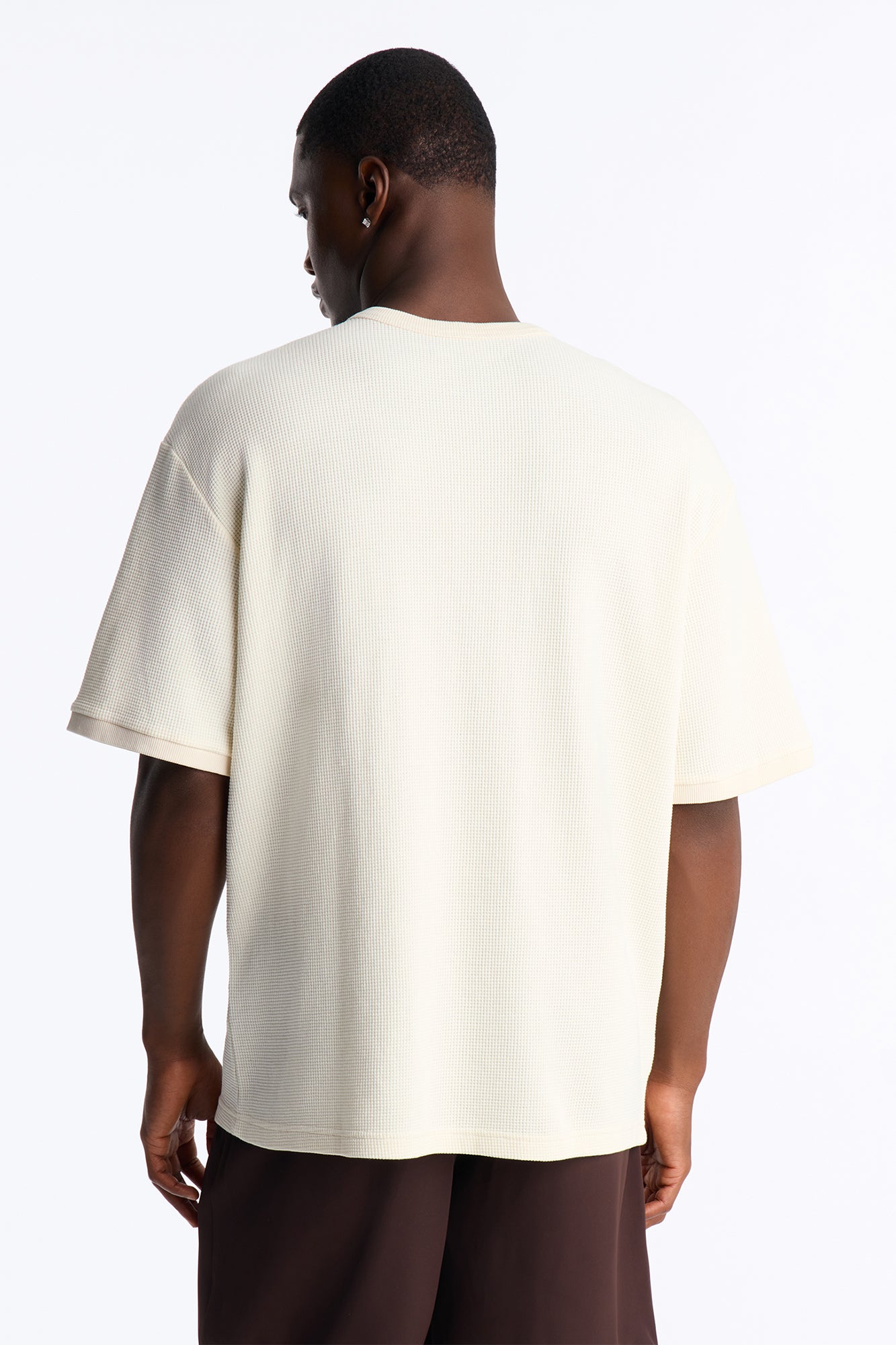 Classic Waffle Henley Tee - Cream