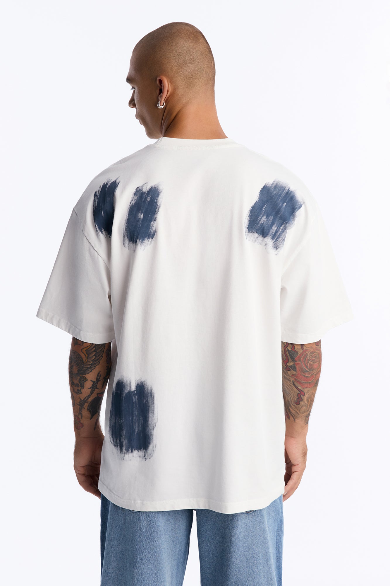 Paint Spray Crewneck Tee - White/combo
