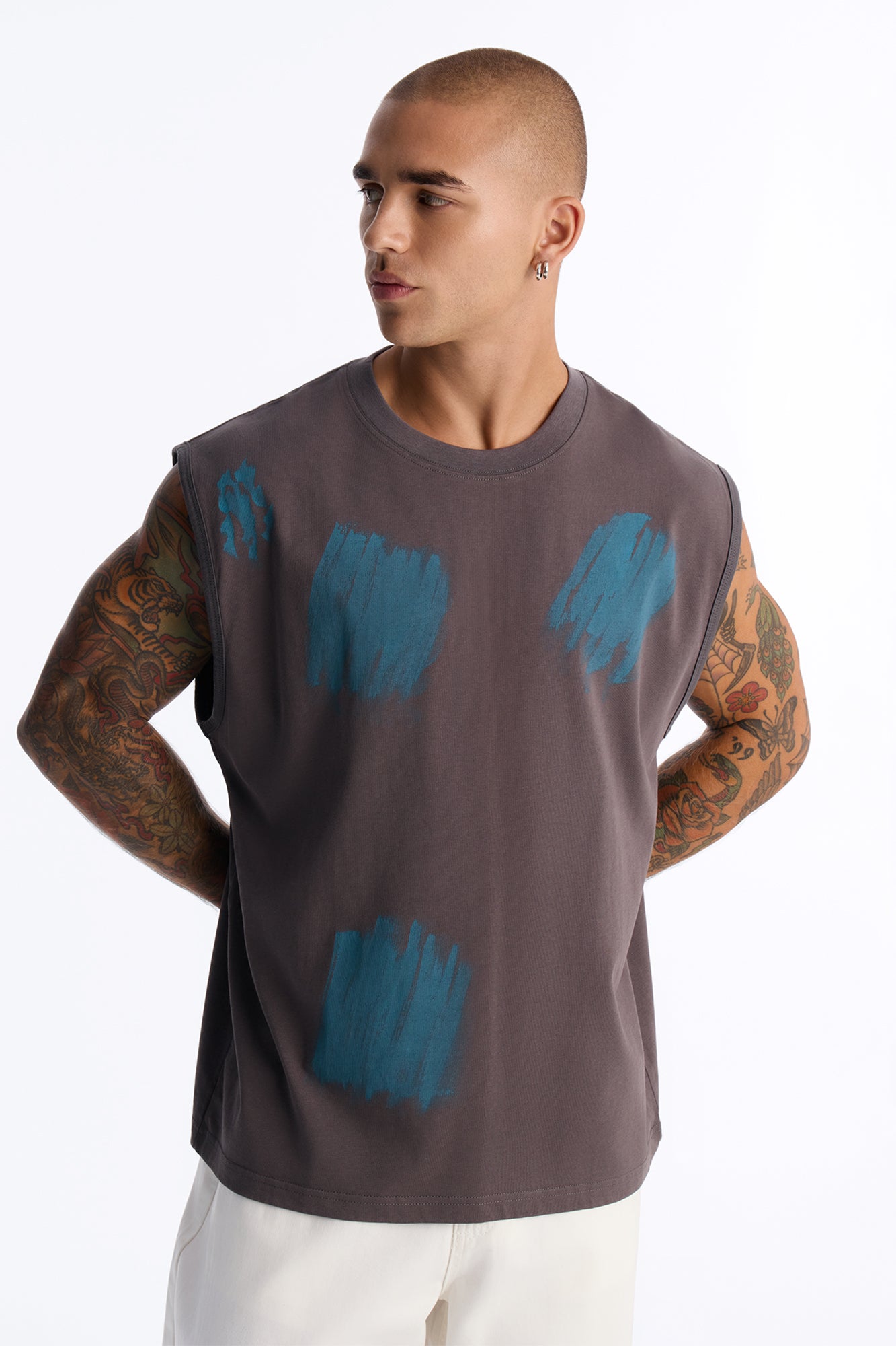 Paint Spray Muscle Tee - Grey/combo