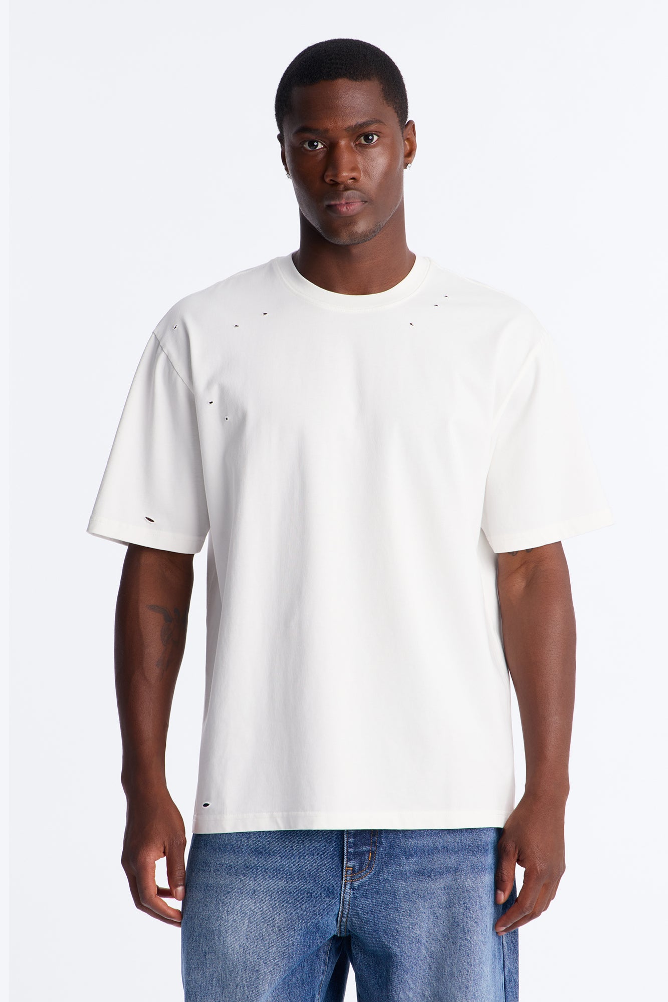Destructed Crewneck Tee - White
