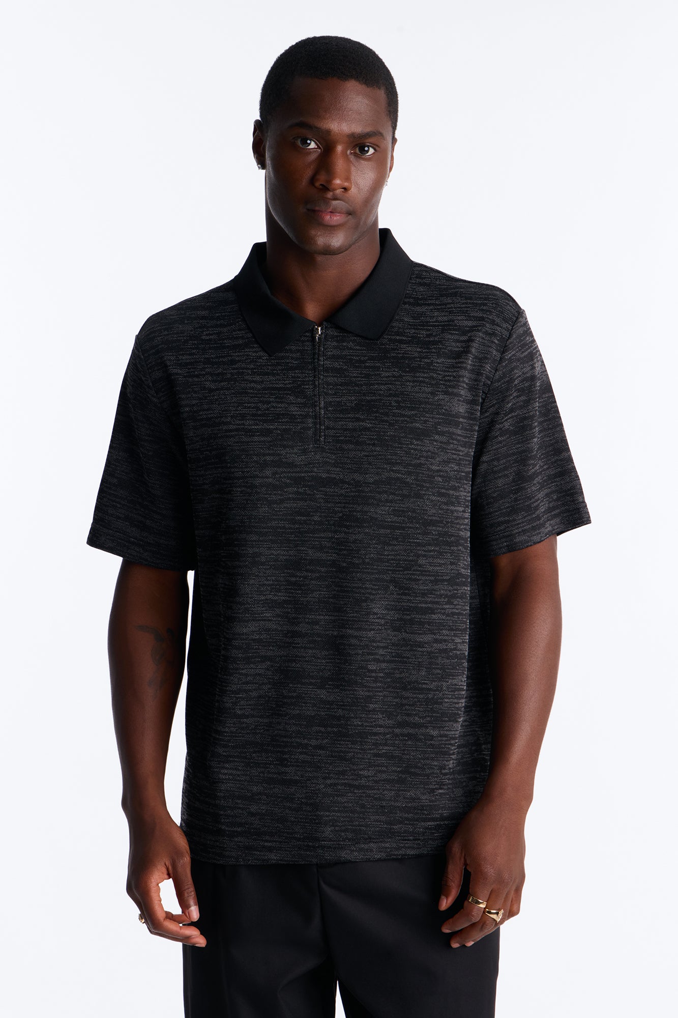 Modern Quarter Zip Polo - Black