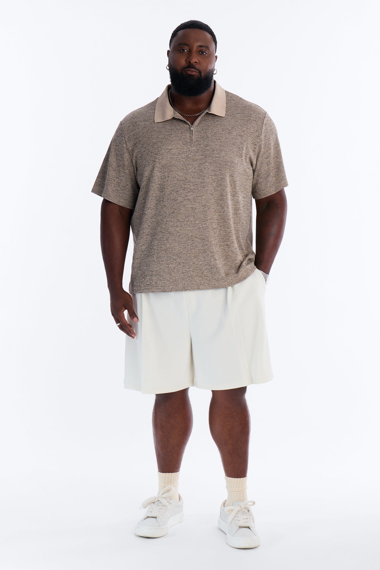 Modern Quarter Zip Polo - Brown/combo