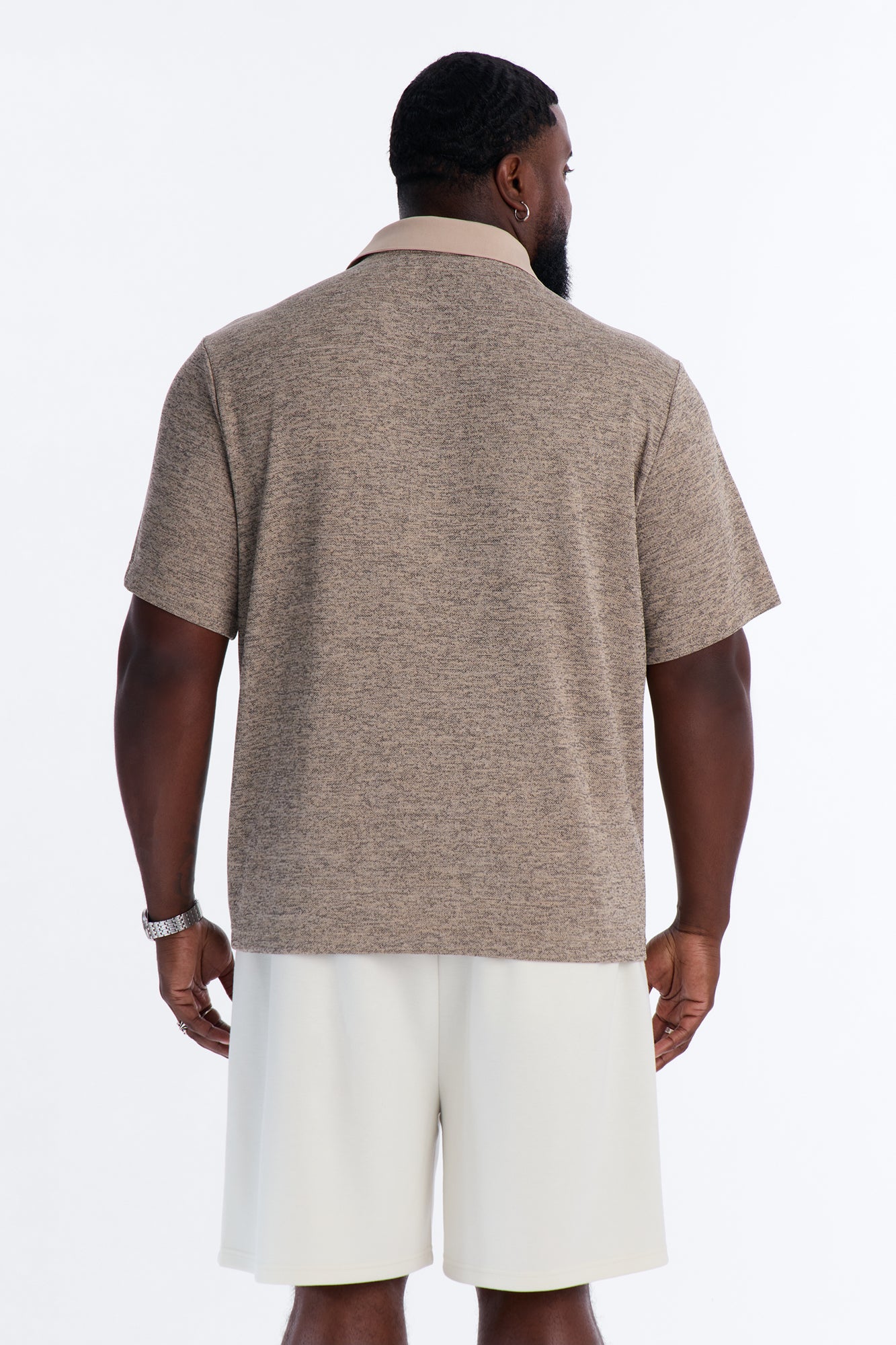 Modern Quarter Zip Polo - Brown/combo