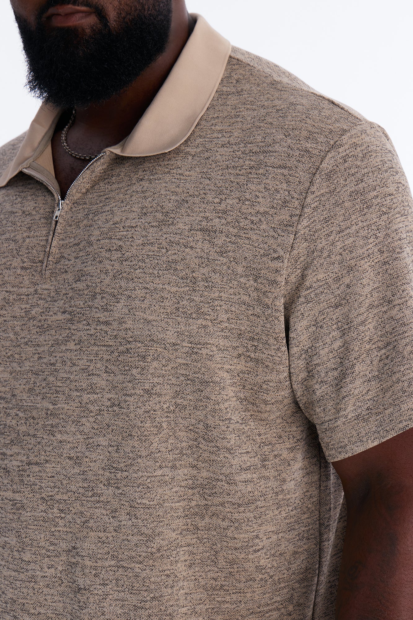 Modern Quarter Zip Polo - Brown/combo