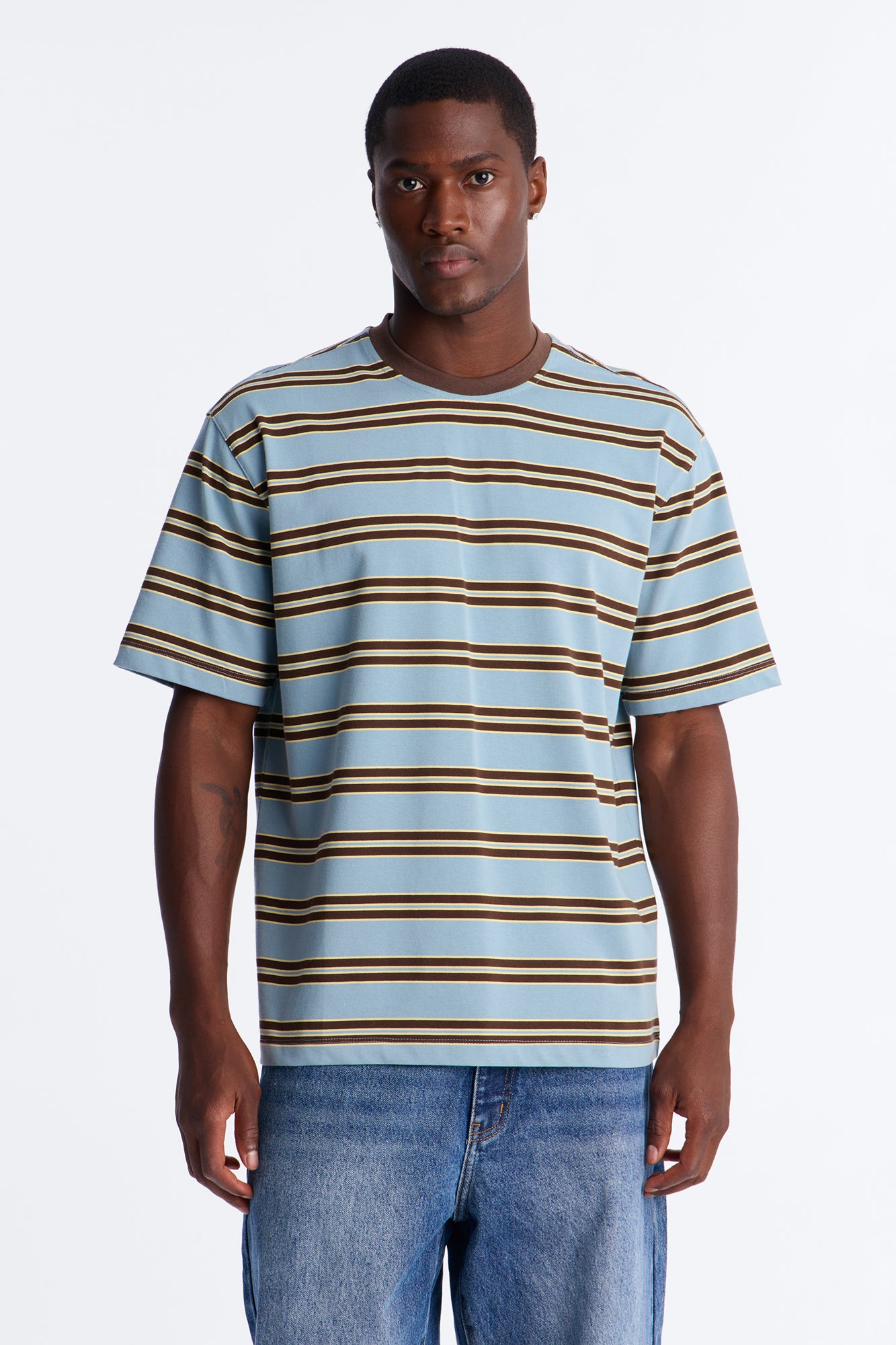 Stefan Stripe Crewneck Tee - Blue/combo
