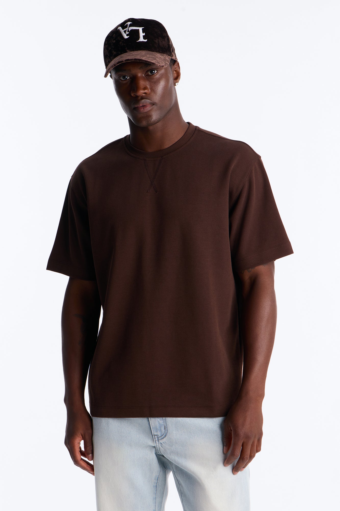 Collegiate Crewneck Tee - Brown
