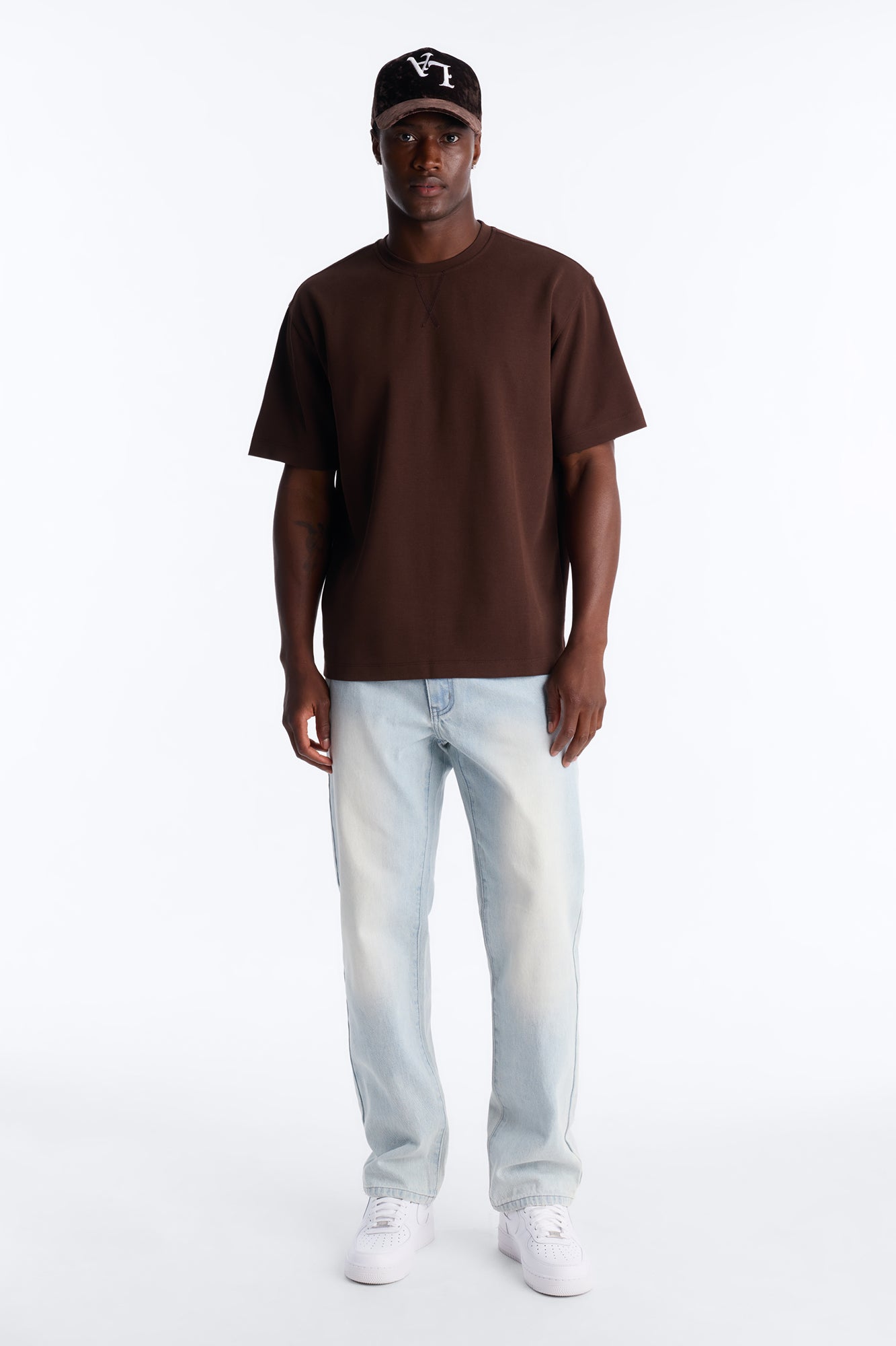 Collegiate Crewneck Tee - Brown