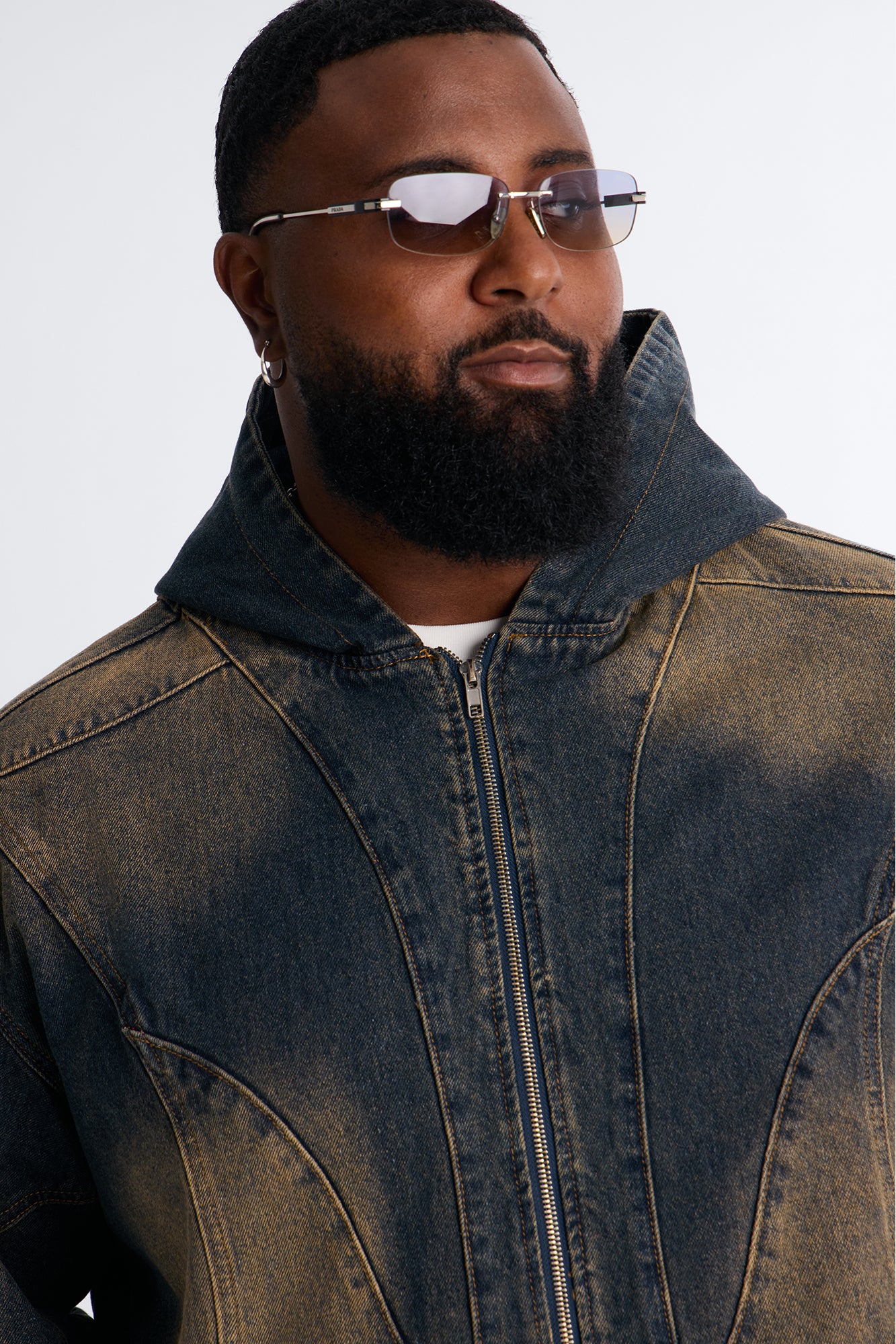 Panel Feeling It Denim Bomber Jacket - Brown