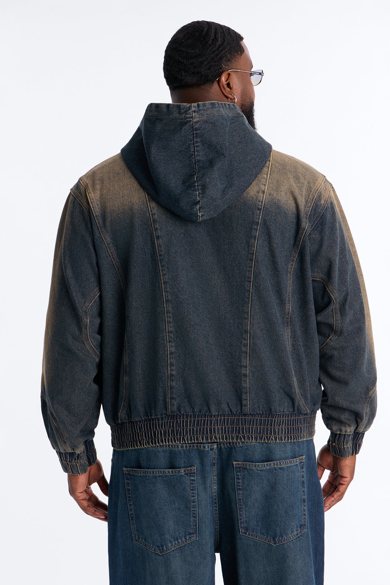 Panel Feeling It Denim Bomber Jacket - Brown