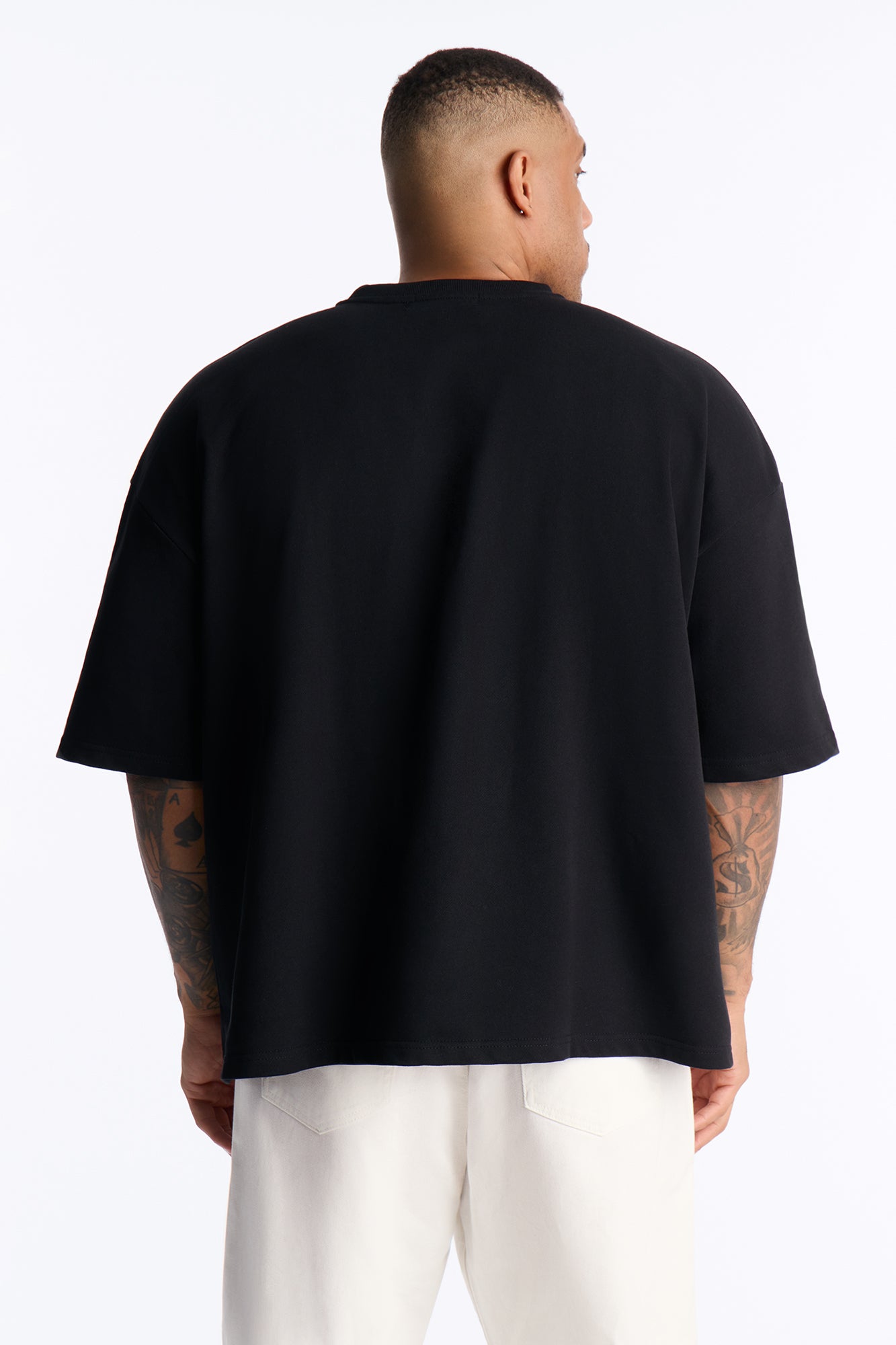 33 Oversized Mesh Fleece Tee - Black