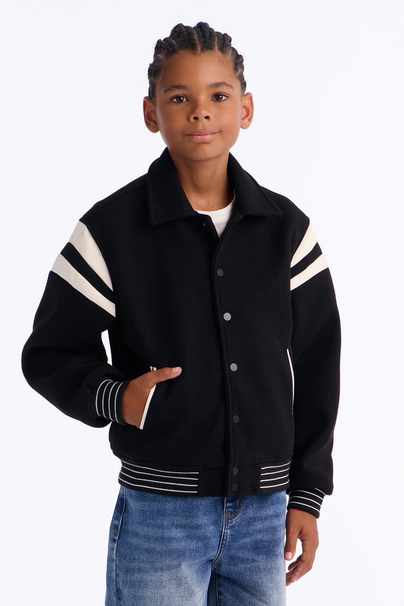 Mini Classic Old School Varsity Jacket - Black
