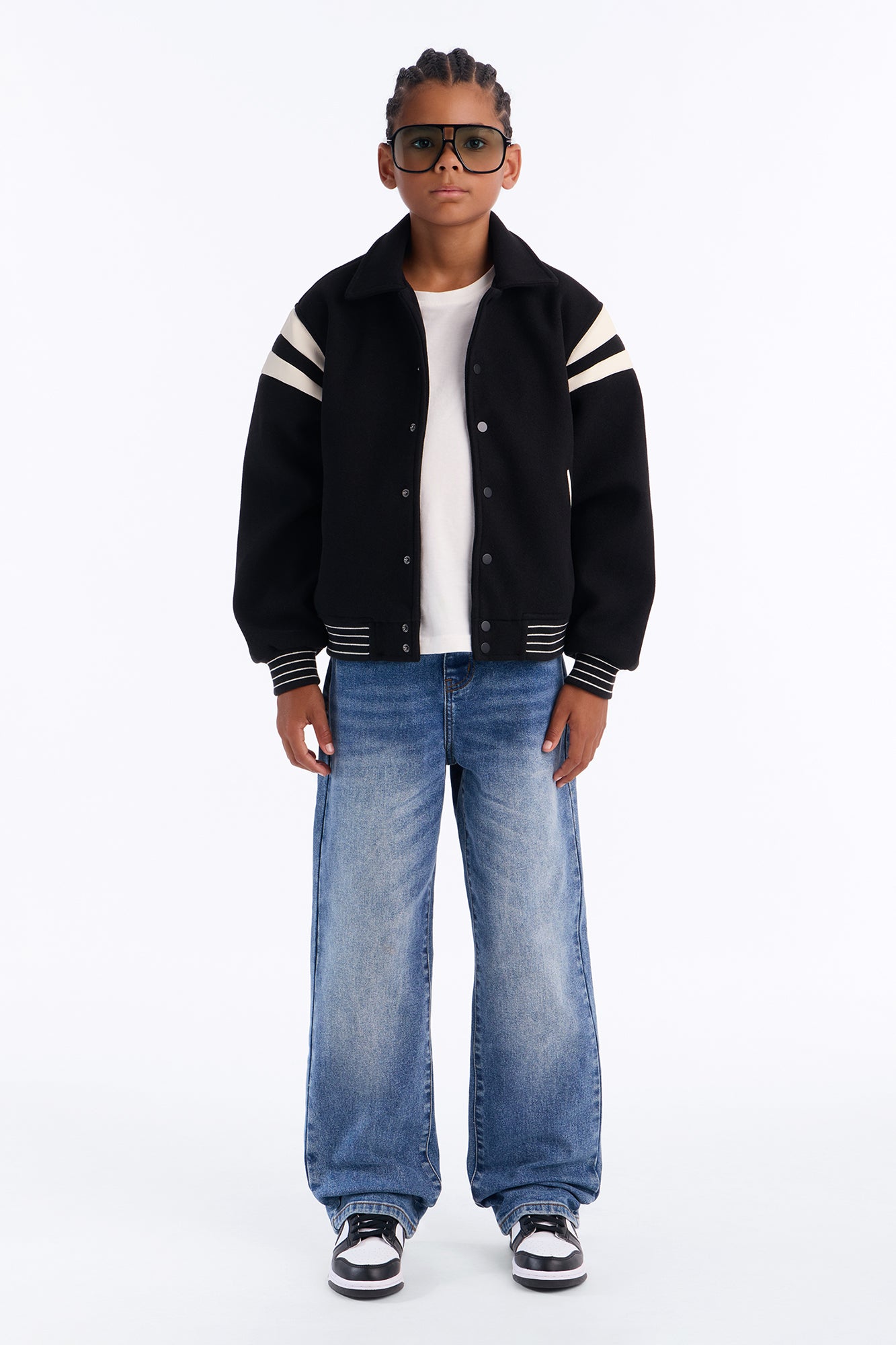 Mini Classic Old School Varsity Jacket - Black