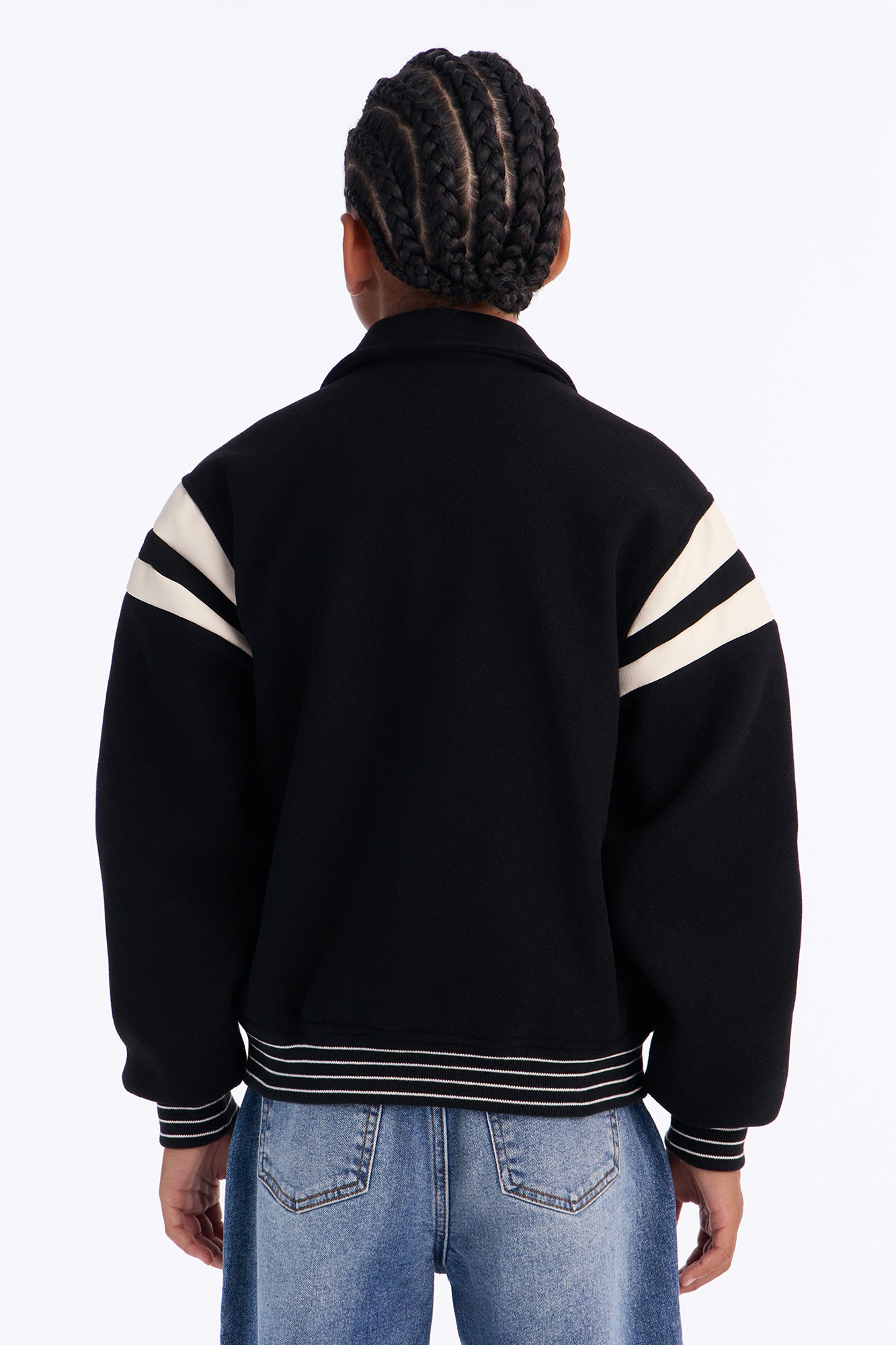 Mini Classic Old School Varsity Jacket - Black