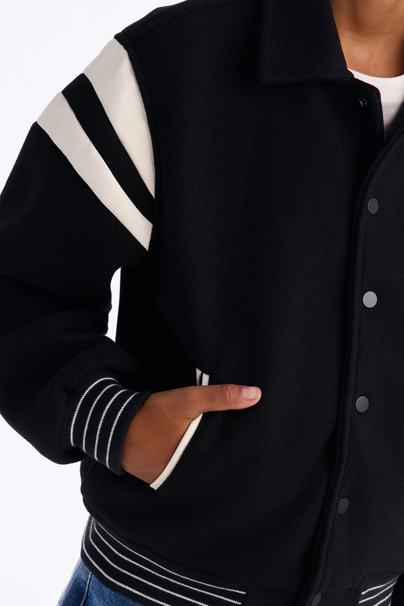 Mini Classic Old School Varsity Jacket - Black