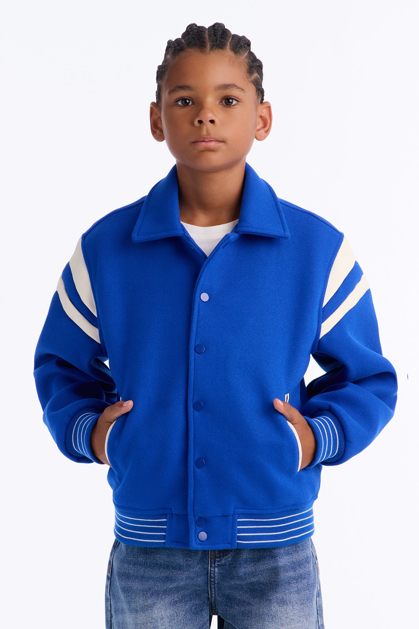 Mini Classic Old School Varsity Jacket - Blue