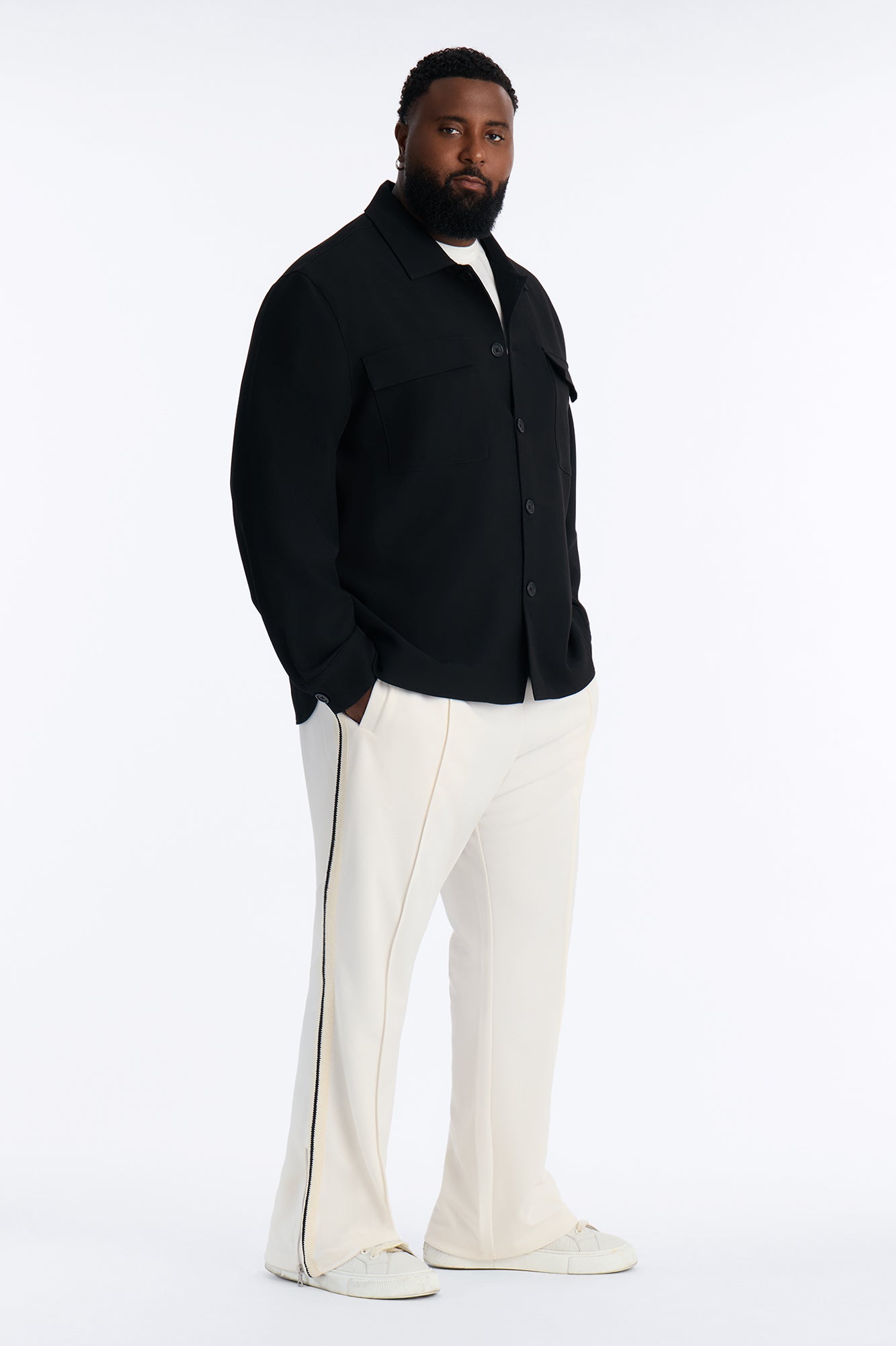 Dennis Slim Flare Track Pant - Cream