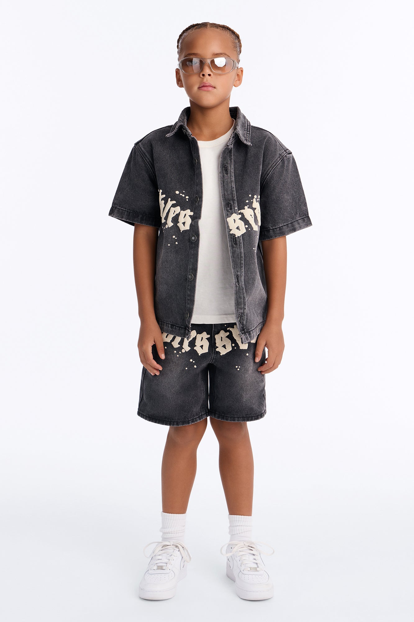Mini Been Blessed Denim Button Up Shirt - Black