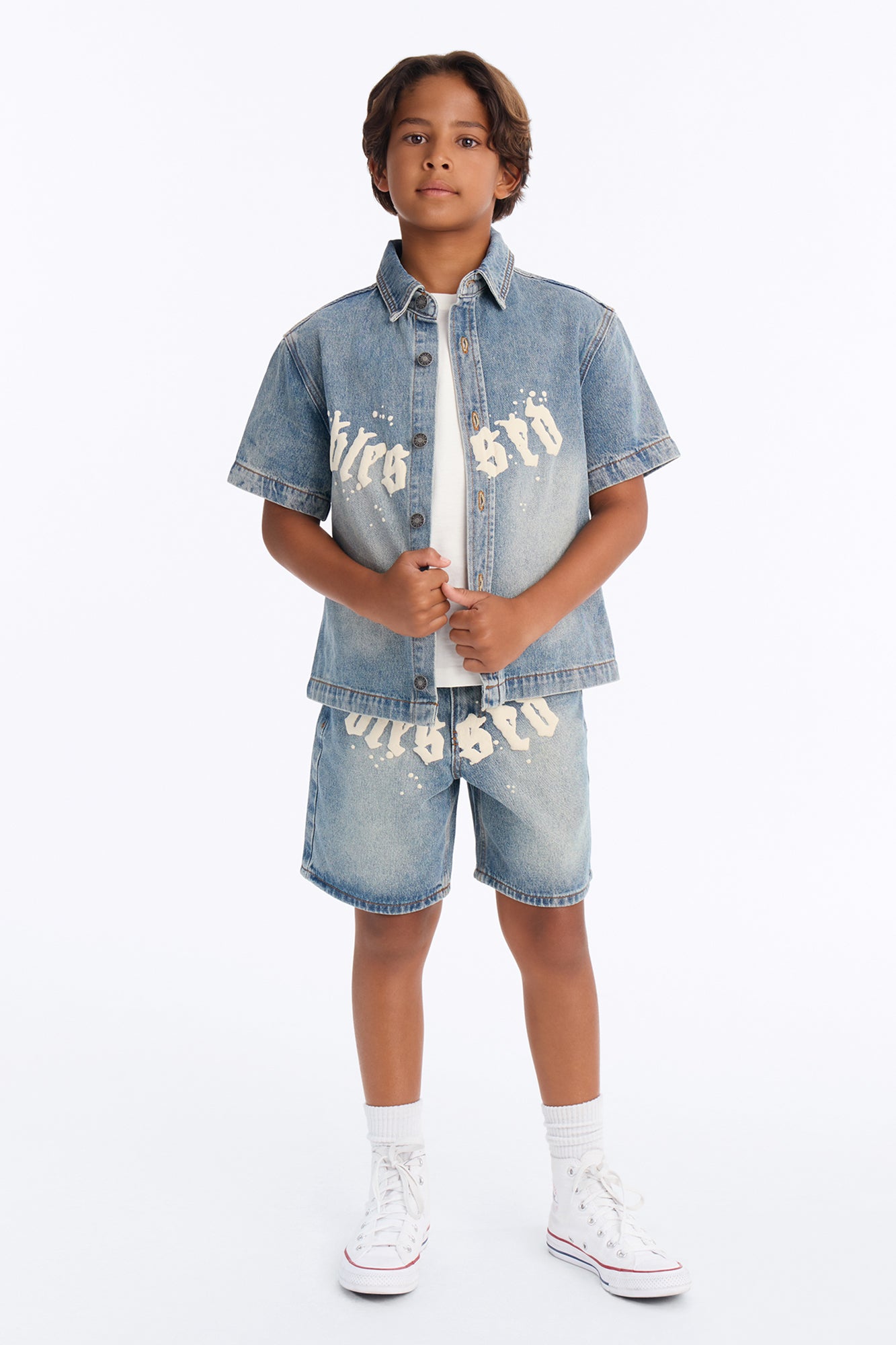 Mini Been Blessed Denim Button Up Shirt - Medium Blue Wash