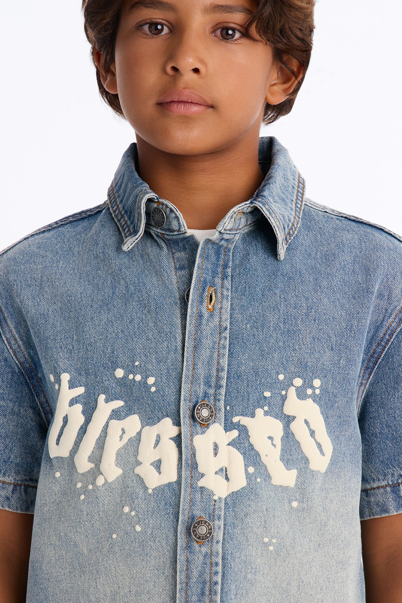 Mini Been Blessed Denim Button Up Shirt - Medium Blue Wash