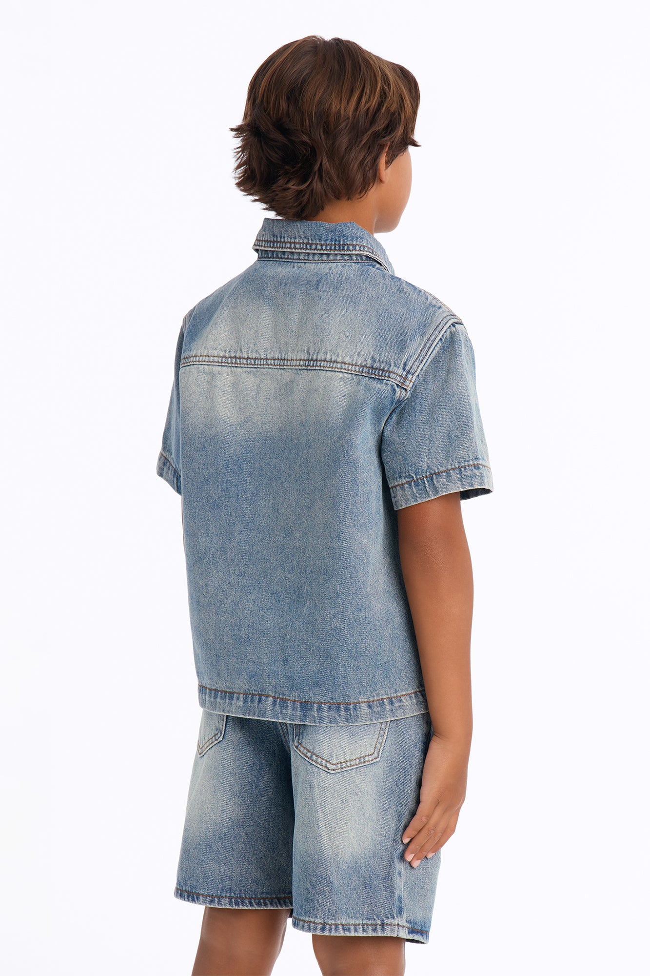 Mini Been Blessed Denim Button Up Shirt - Medium Blue Wash