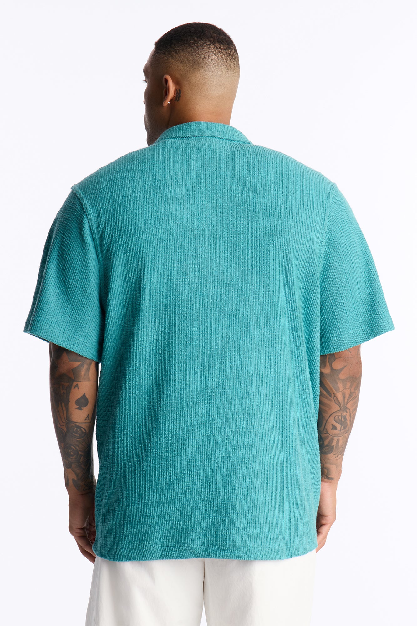 Dean Textured Short Sleeve Button Up Shirt - Teal