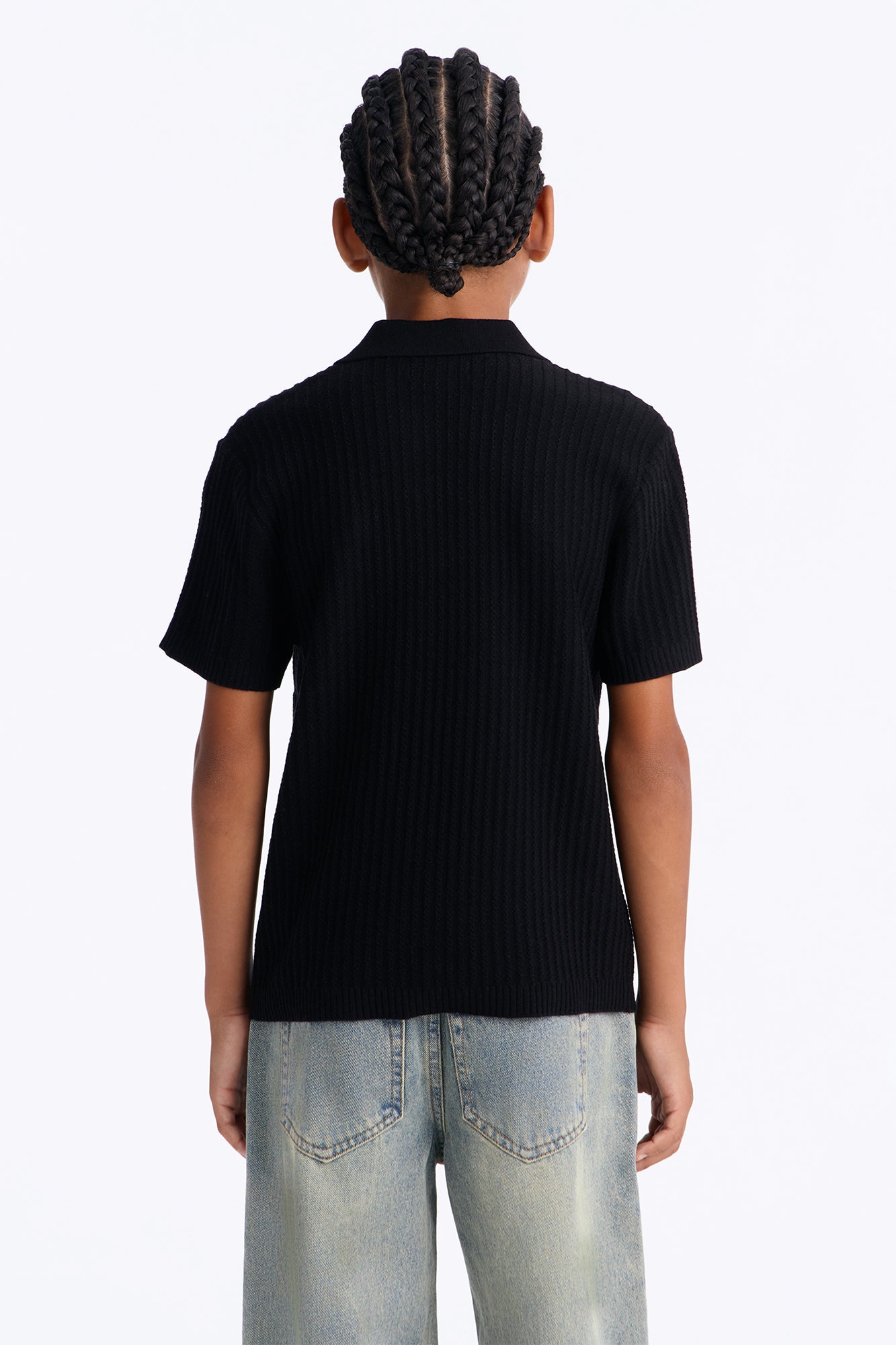 Mini Coastal Knit Short Sleeve Shirt - Black