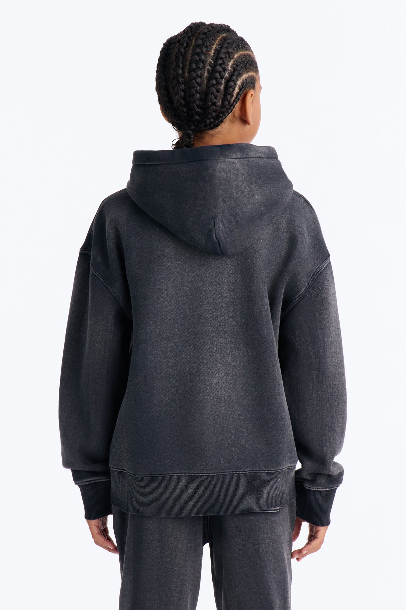 Mini Acid Wash Oversized Heavyweight Hoodie - Black