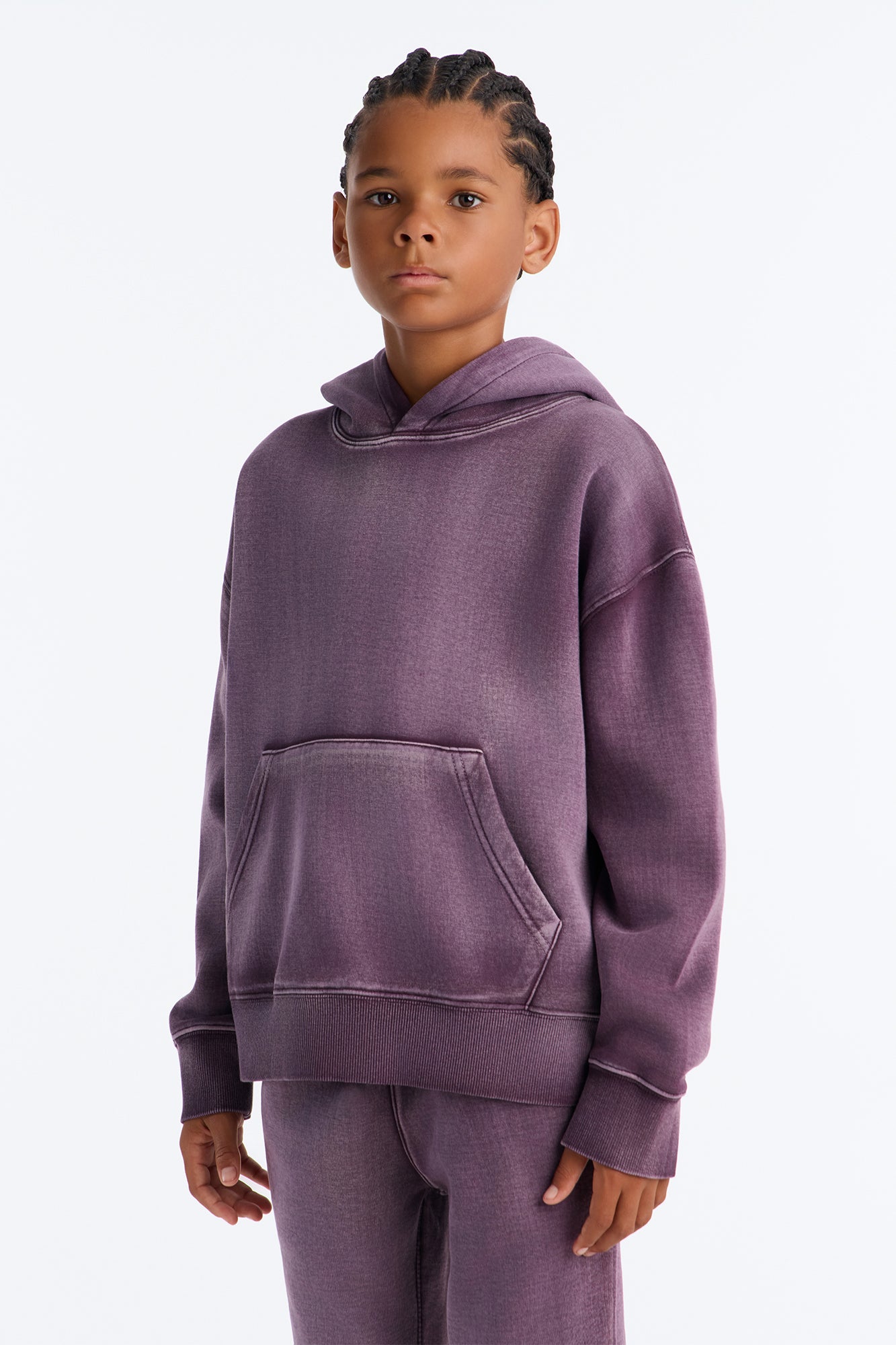 Mini Acid Wash Oversized Heavyweight Hoodie - Purple