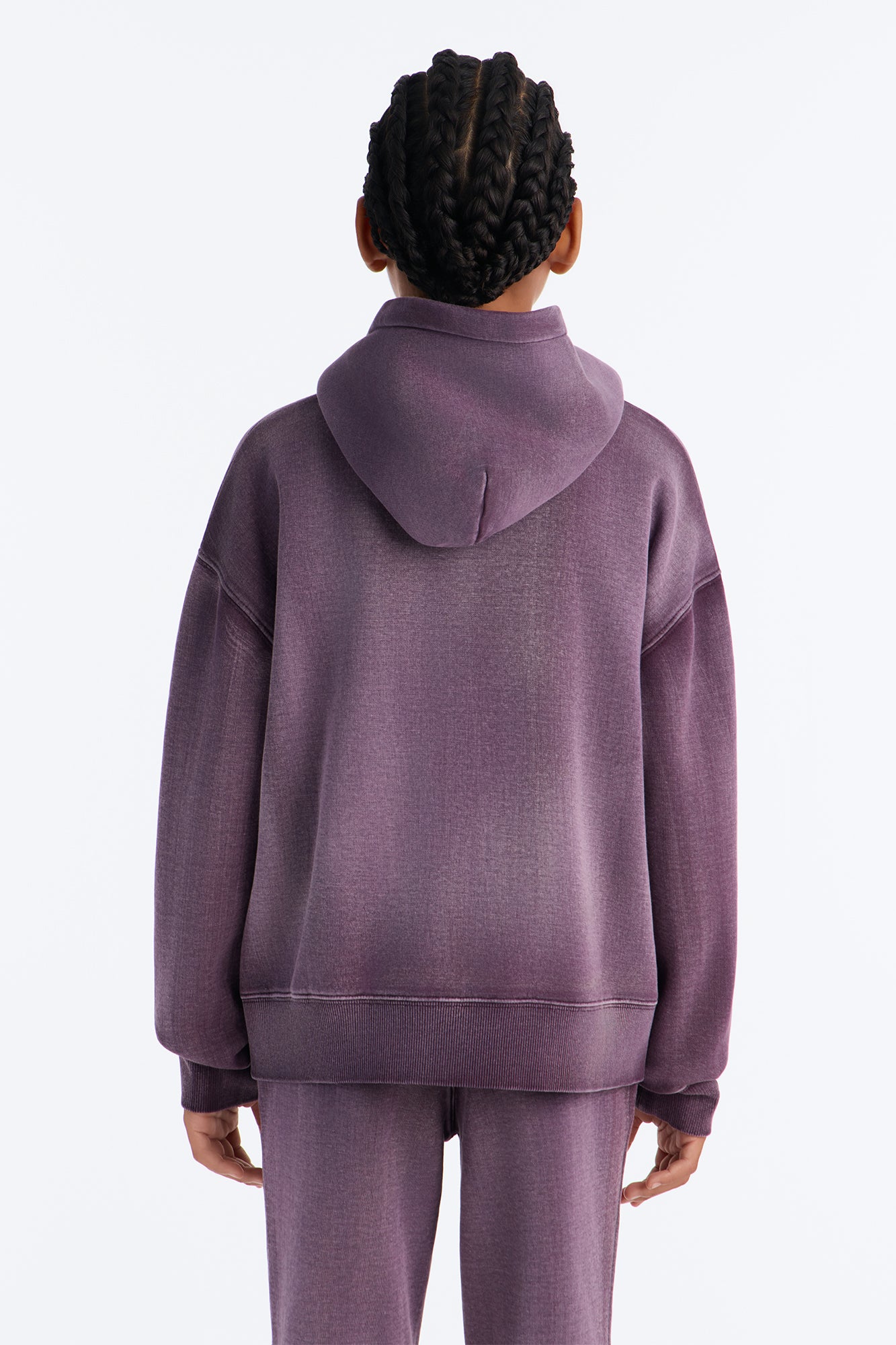 Mini Acid Wash Oversized Heavyweight Hoodie - Purple