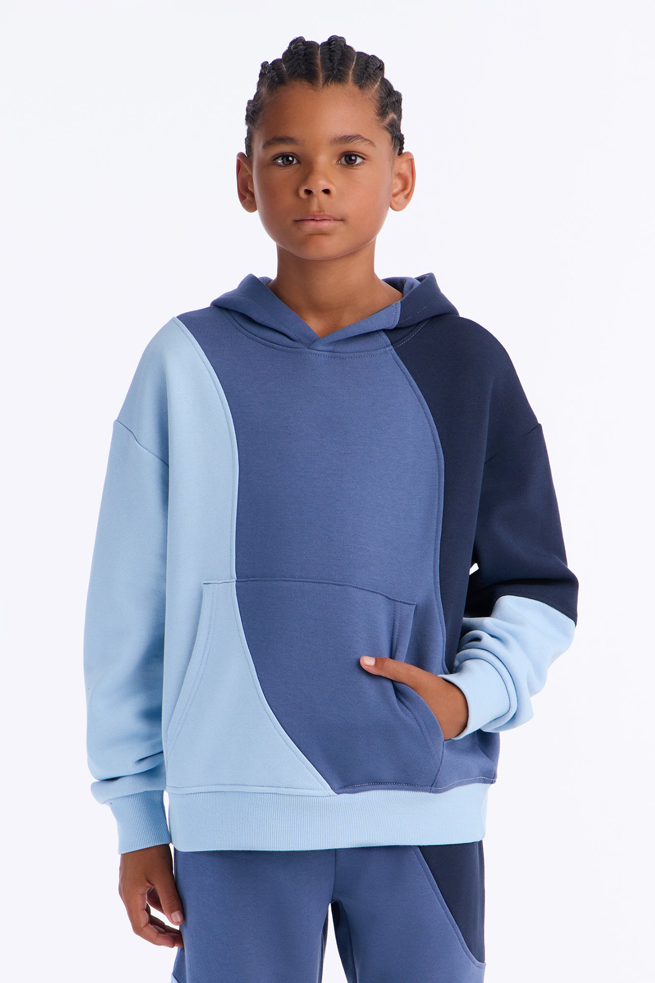 Mini Oversized Neapolitan Paneled Hoodie - Blue