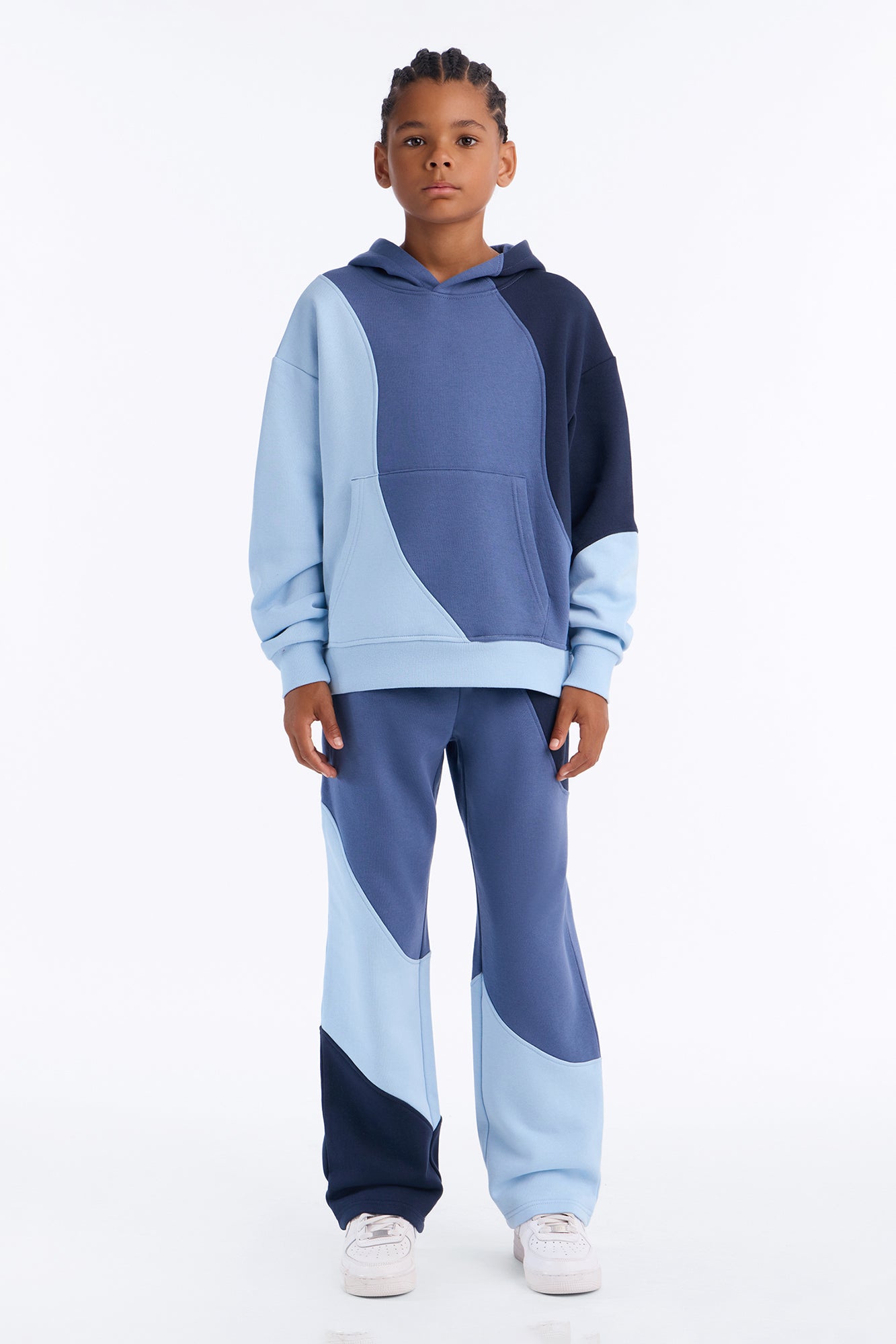 Mini Neapolitan Paneled Straight Sweatpants - Blue