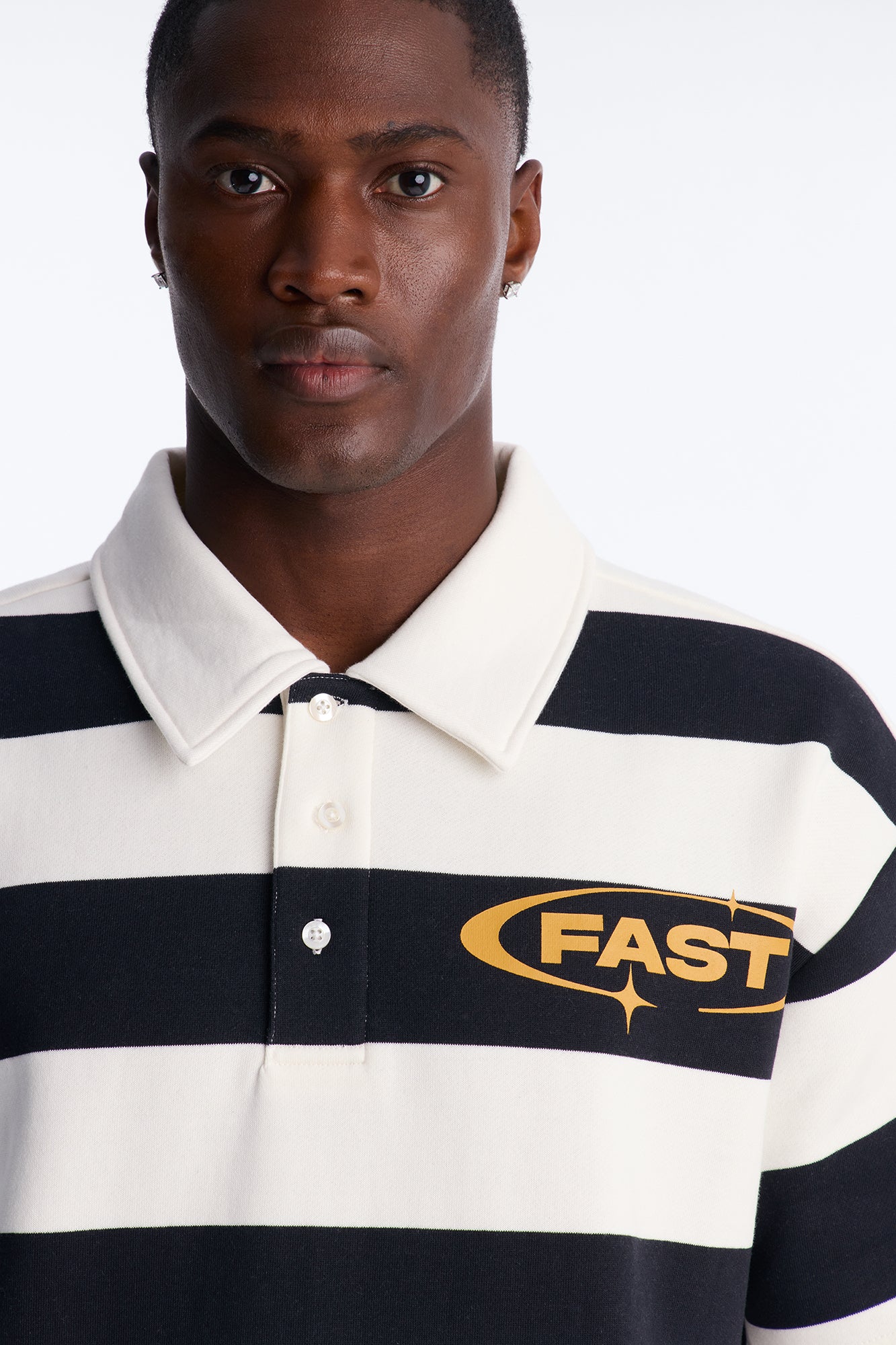 NO 42 Fast Stripe Fleece Polo - Black/combo