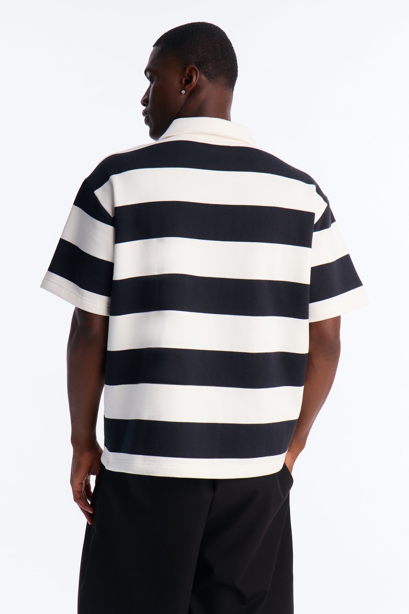 NO 42 Fast Stripe Fleece Polo - Black/combo