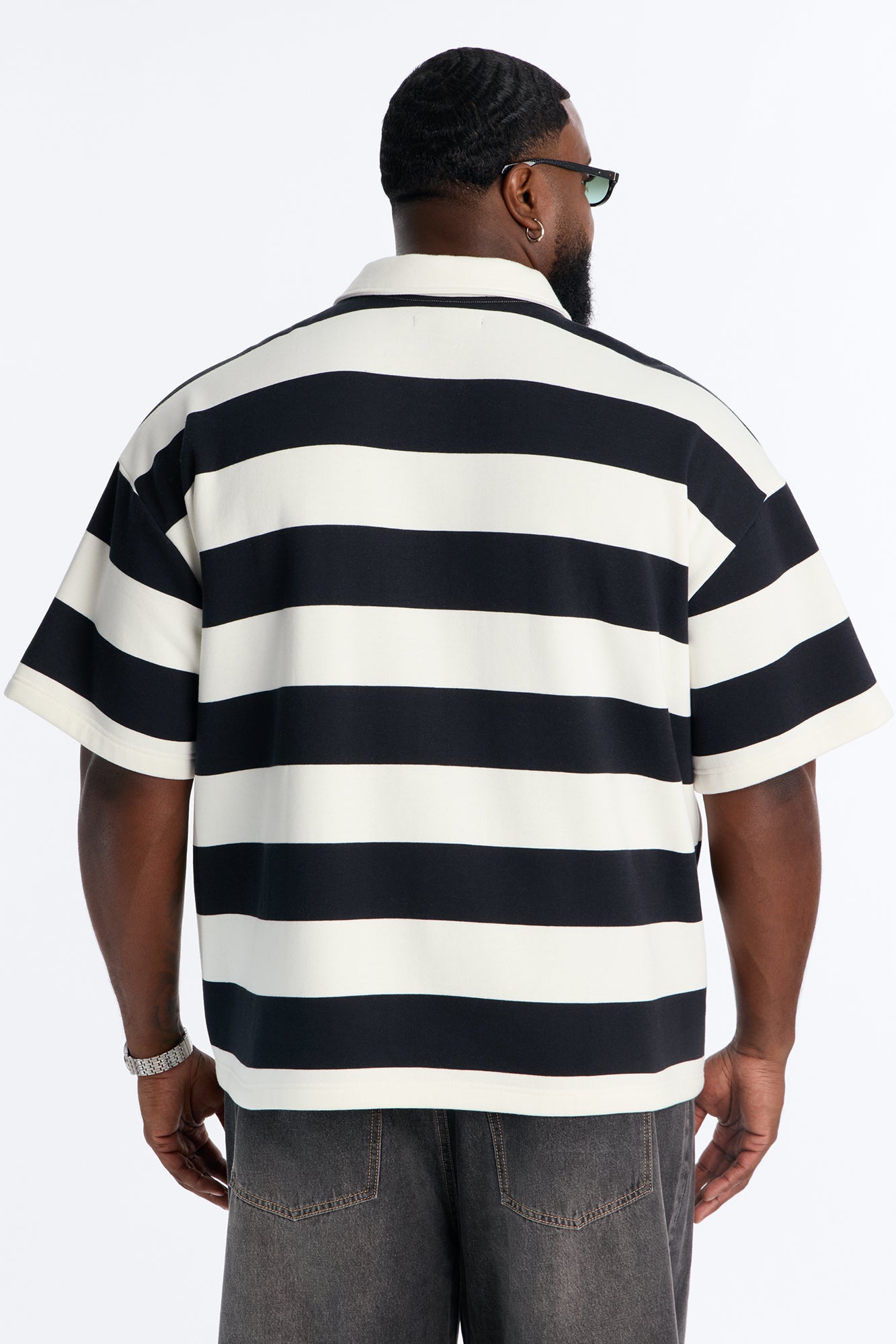 NO 42 Fast Stripe Fleece Polo - Black/combo