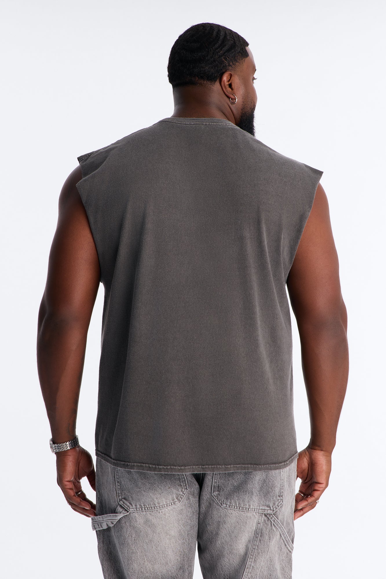 Ruthless Saint Vintage Oversized Muscle Tee - Charcoal