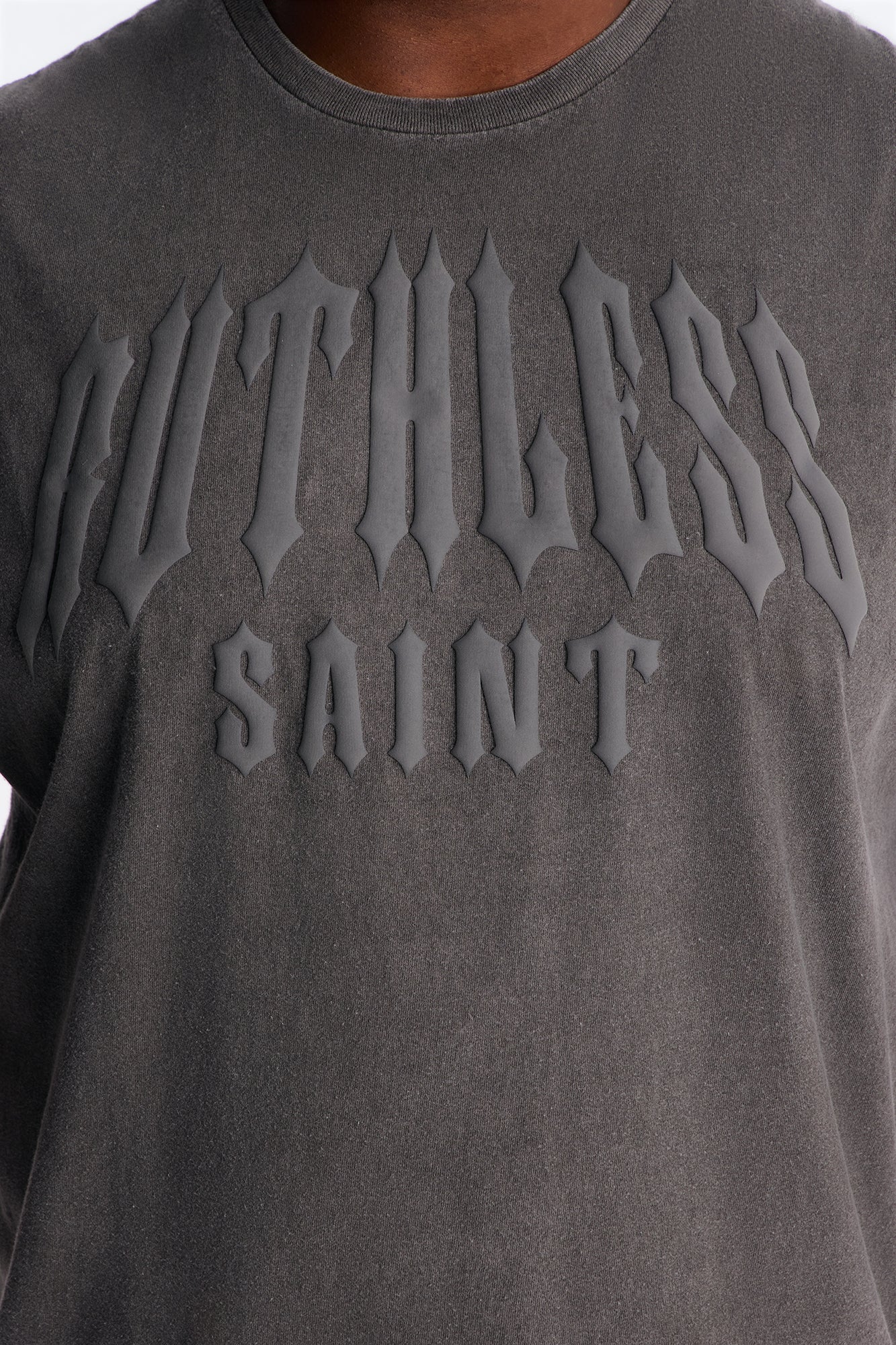 Ruthless Saint Vintage Oversized Muscle Tee - Charcoal