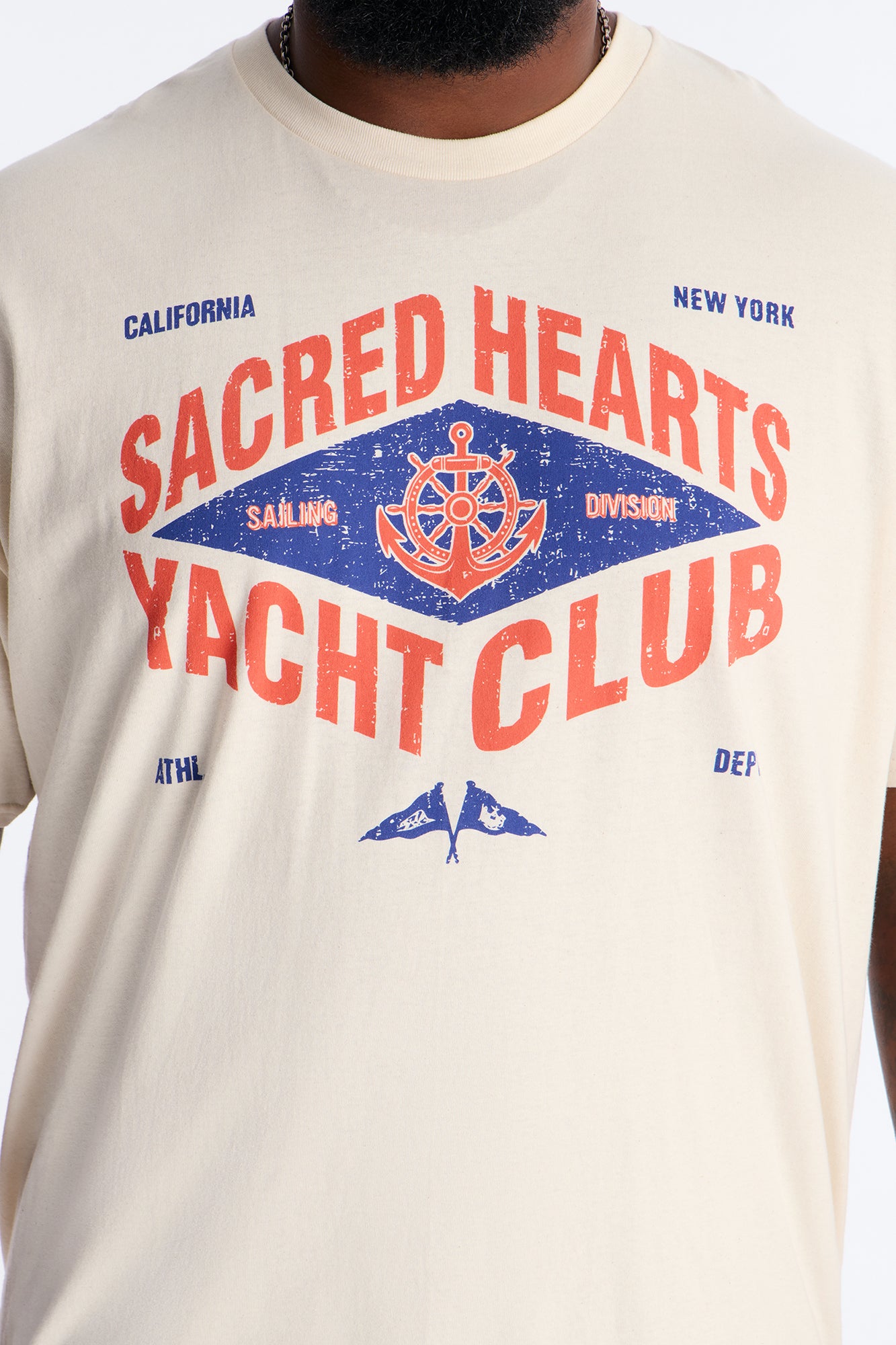 Sacred Hearts Yacht Club Oversized Short Sleeve Tee - Natural