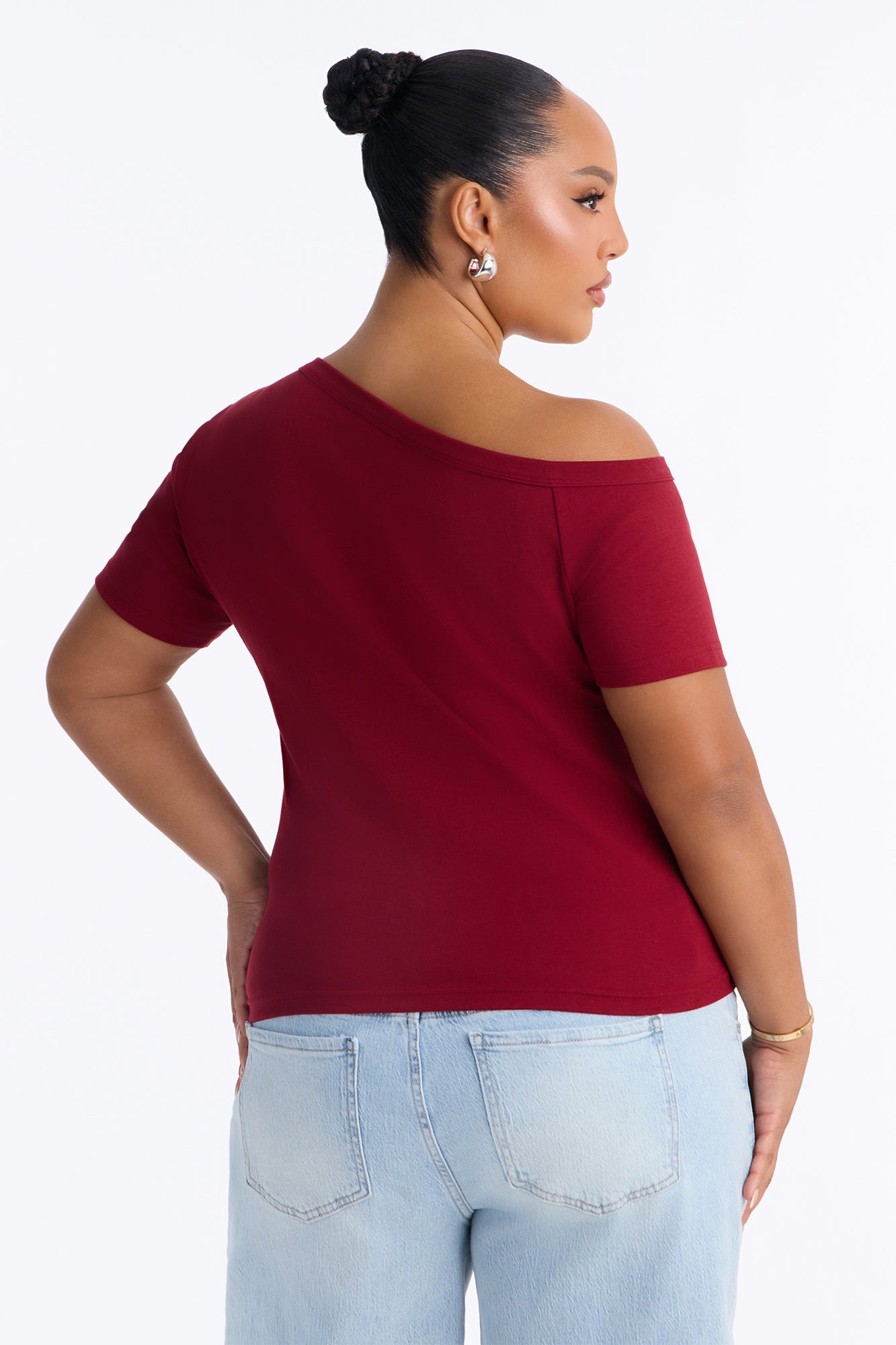 Ride Or Die Off Shoulder Top - Burgundy