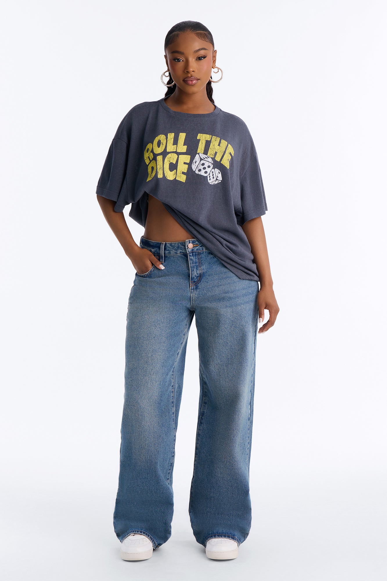 Roll The Dice Oversized Tee - Charcoal