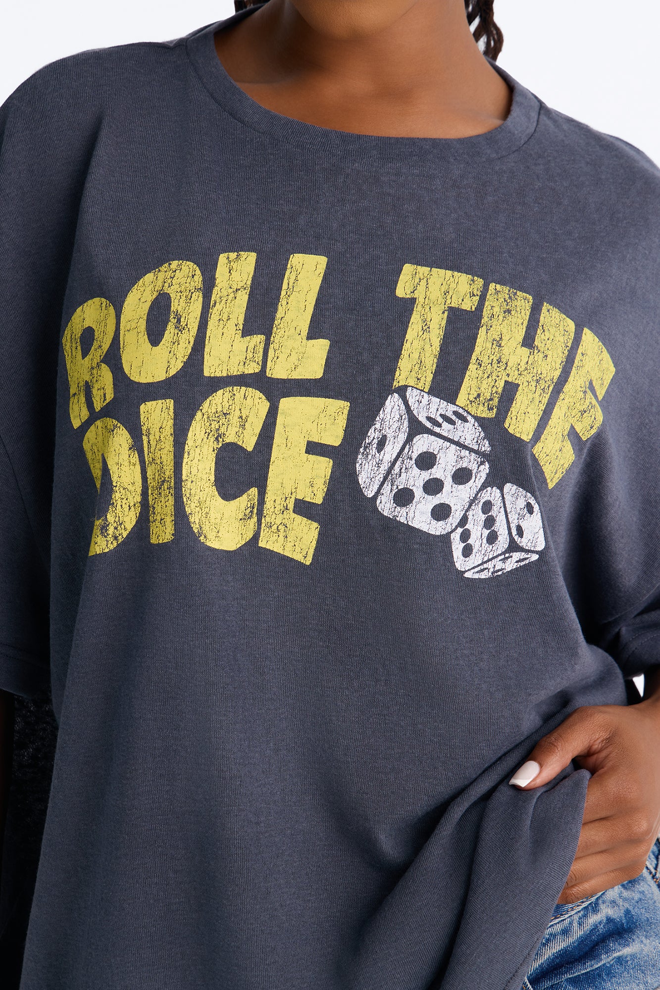 Roll The Dice Oversized Tee - Charcoal