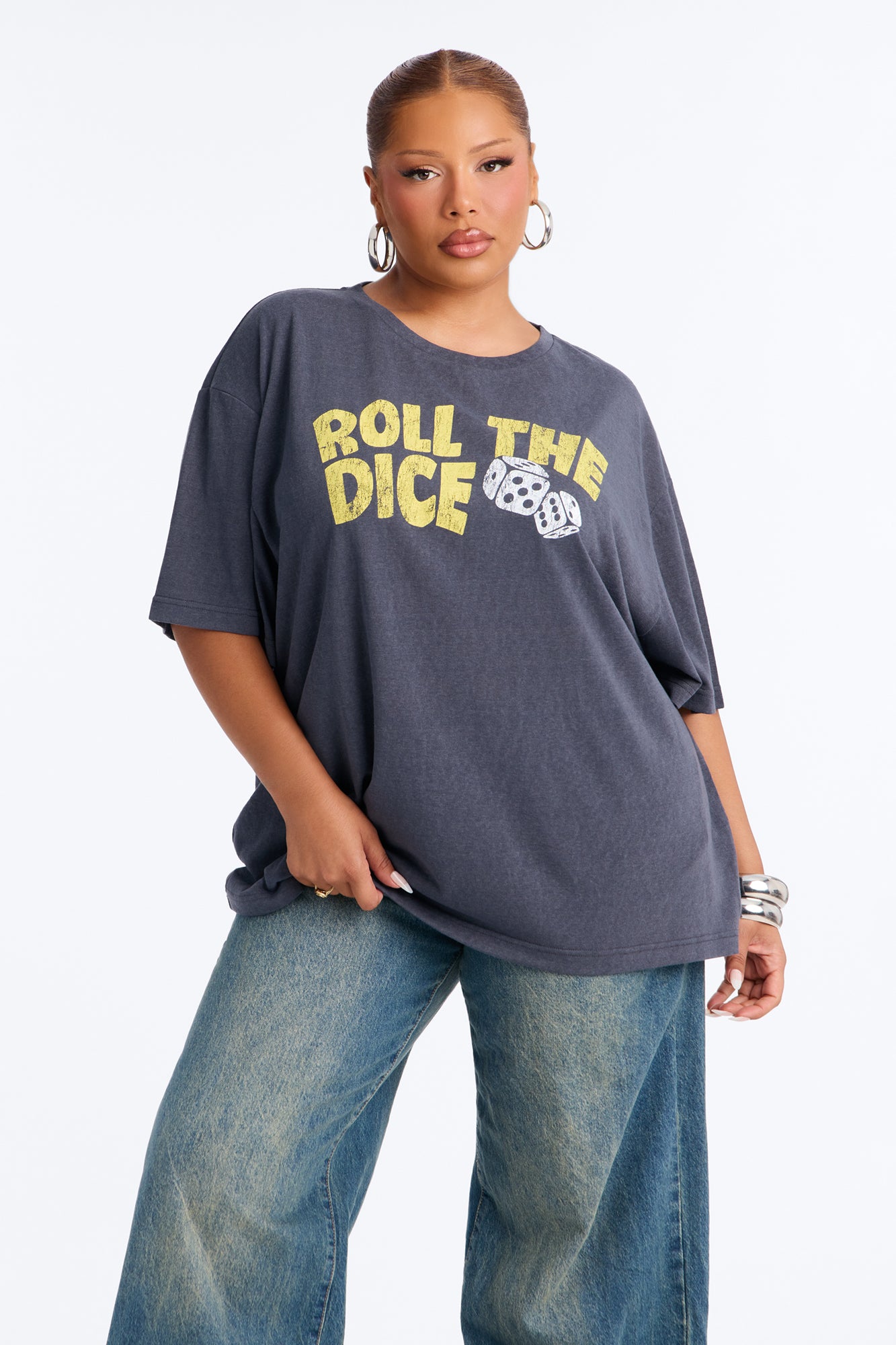 Roll The Dice Oversized Tee - Charcoal