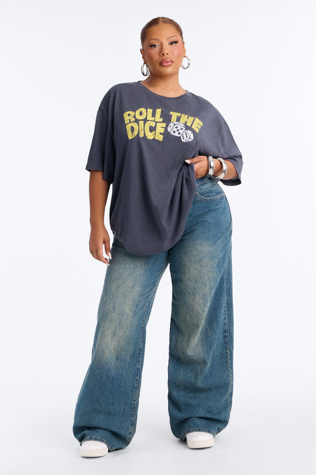 Roll The Dice Oversized Tee - Charcoal