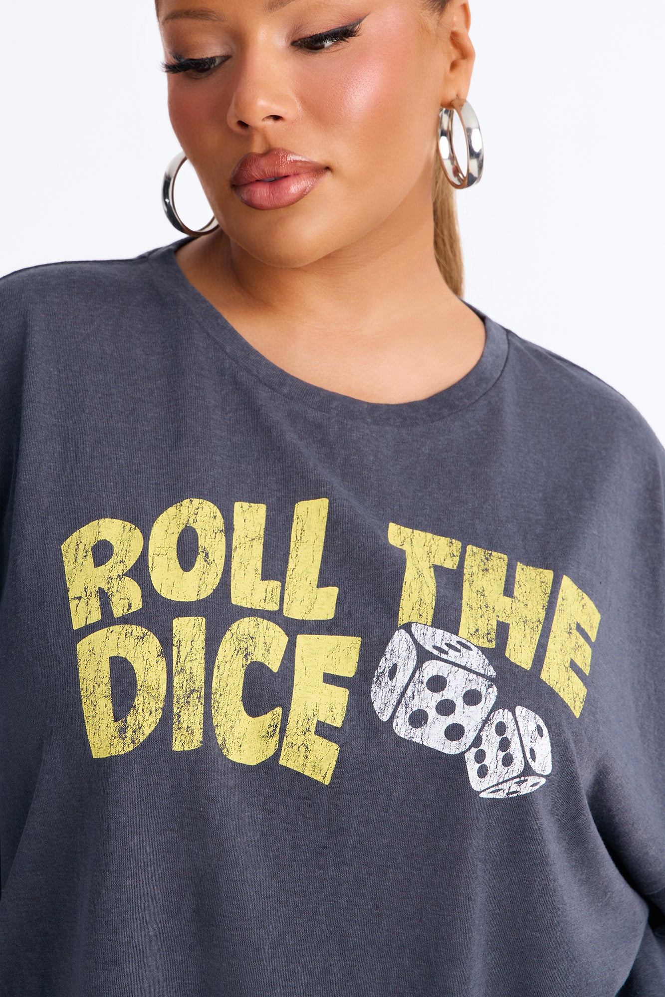 Roll The Dice Oversized Tee - Charcoal