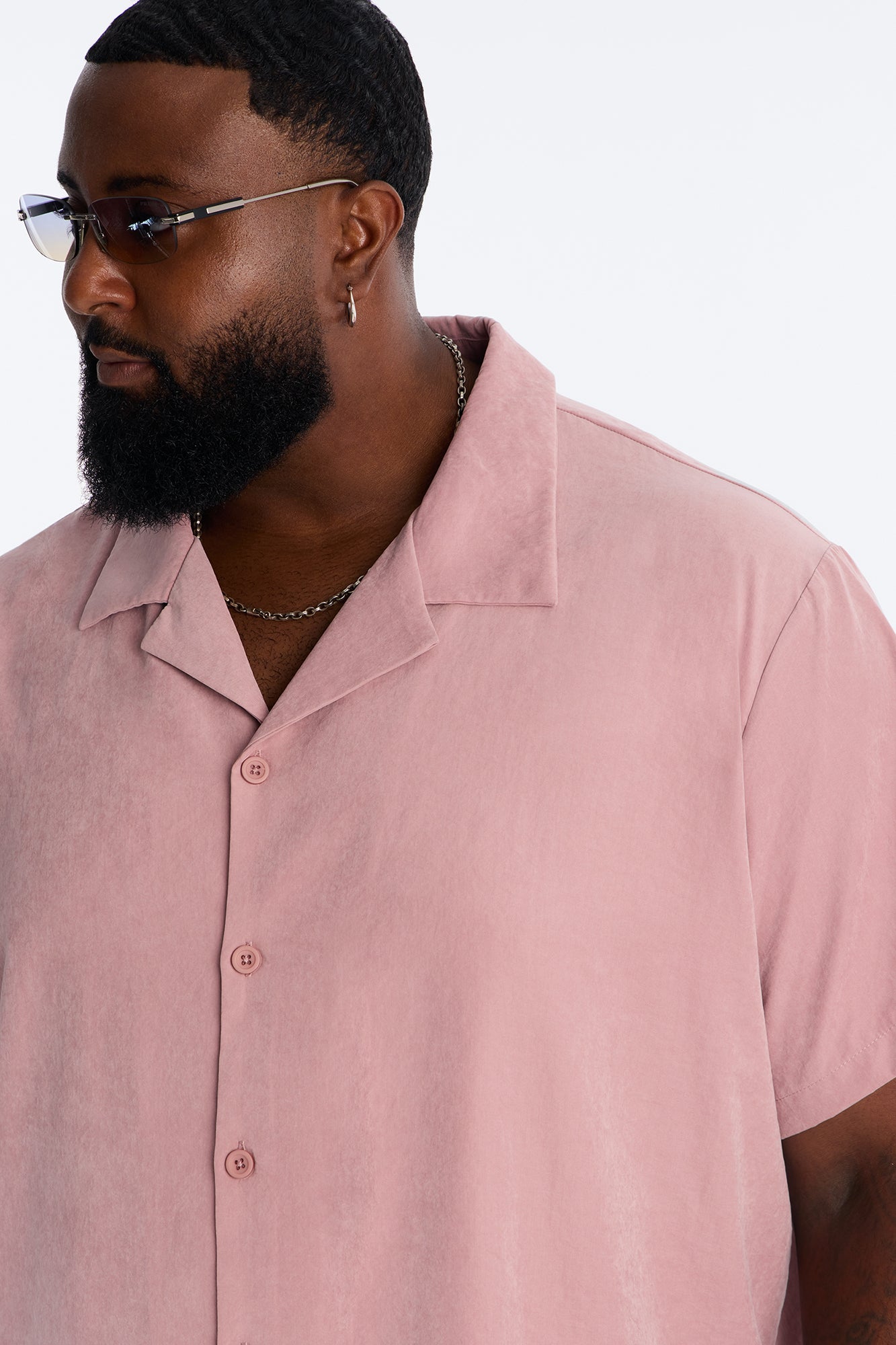 Neo Faux Suede Relaxed Cuban Collar Shirt - Mauve