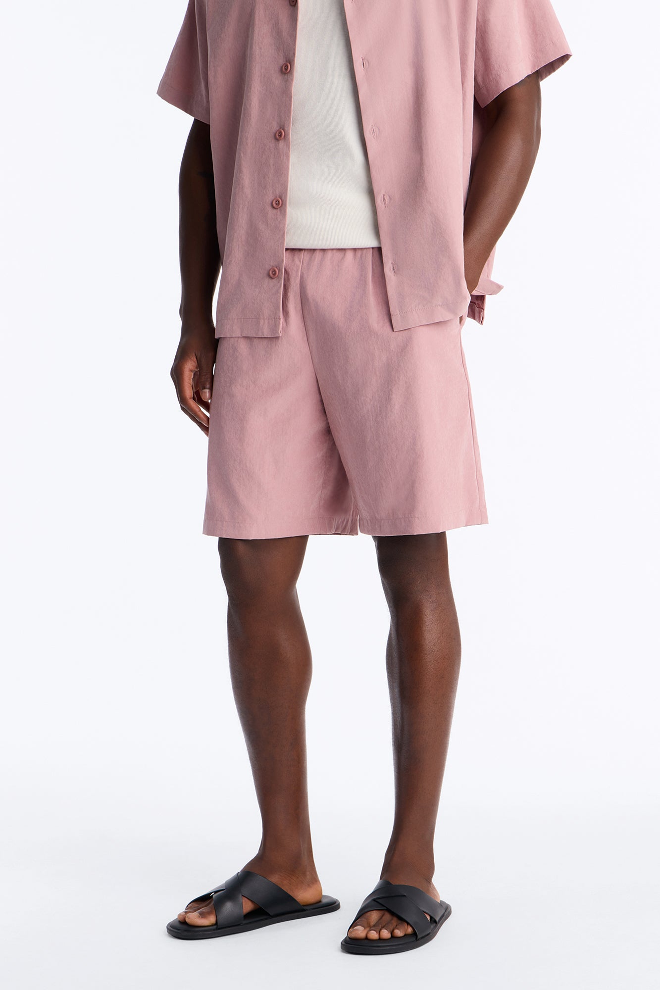 Neo Faux Suede Relaxed Trouser Short - Mauve